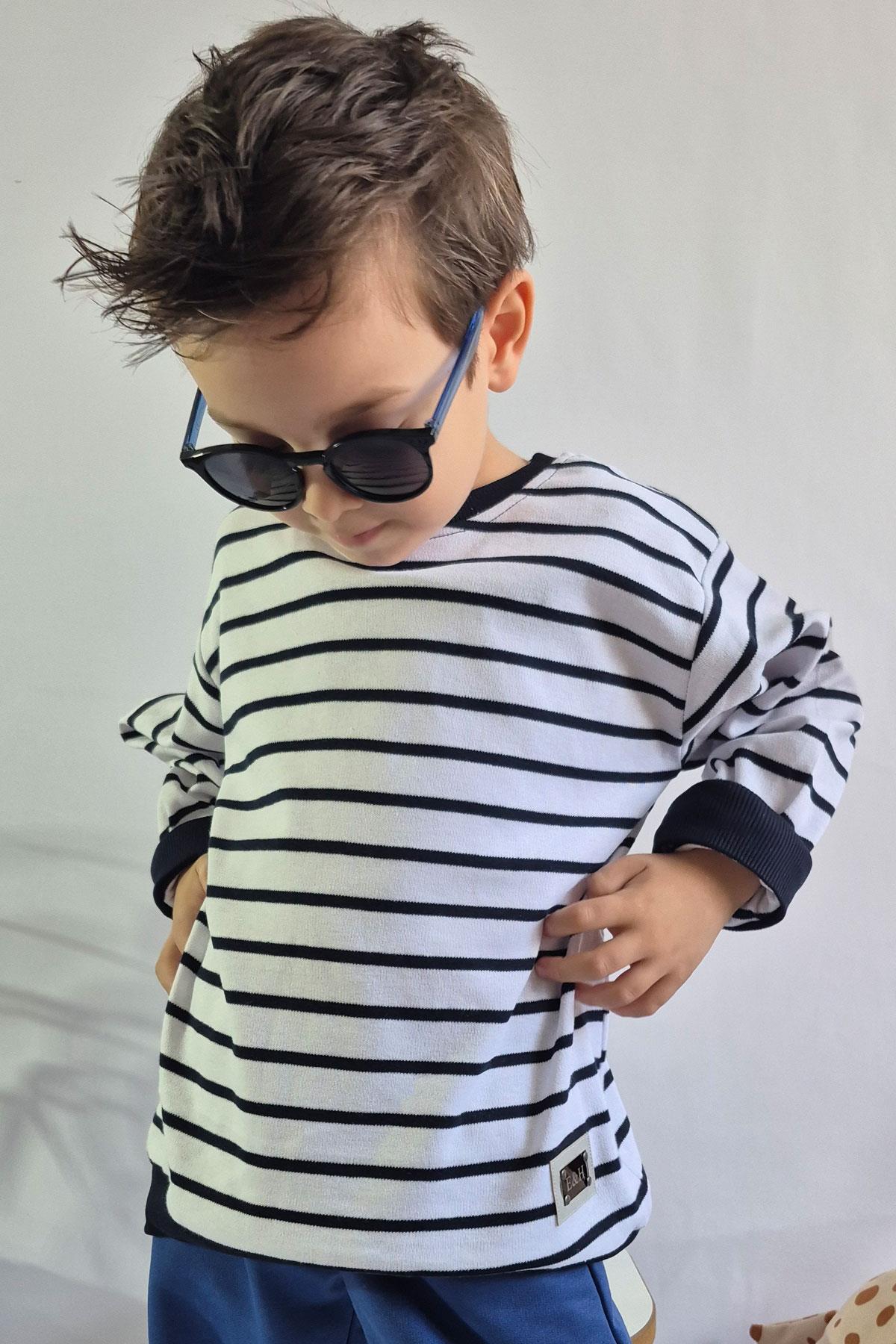 Breeze Erkek Çocuk Uzun Kollu Tişört Arma Detaylı Beyaz (4-8 Yaş)