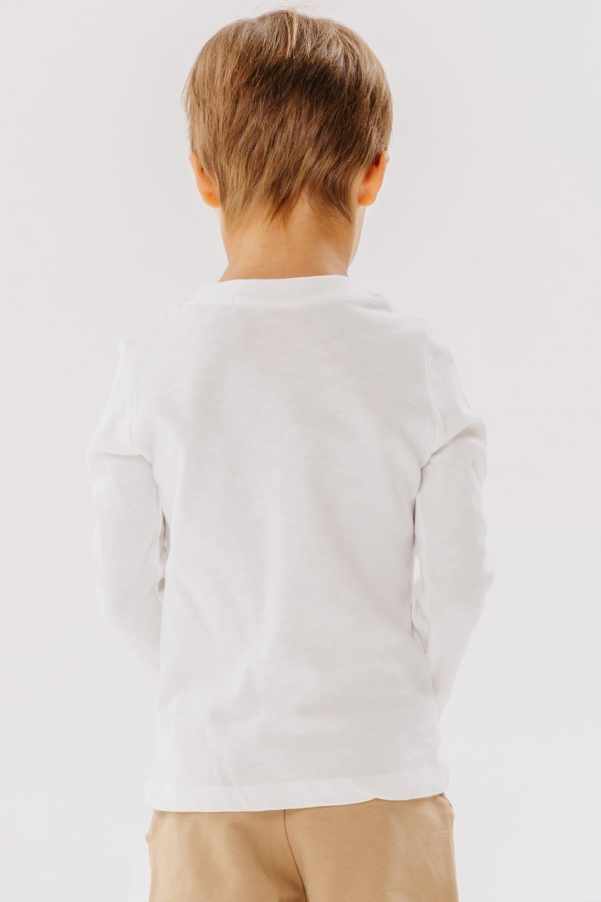 Breeze Erkek Çocuk Uzun Kollu Tişört Armalı Ekru (9-13 Yaş)