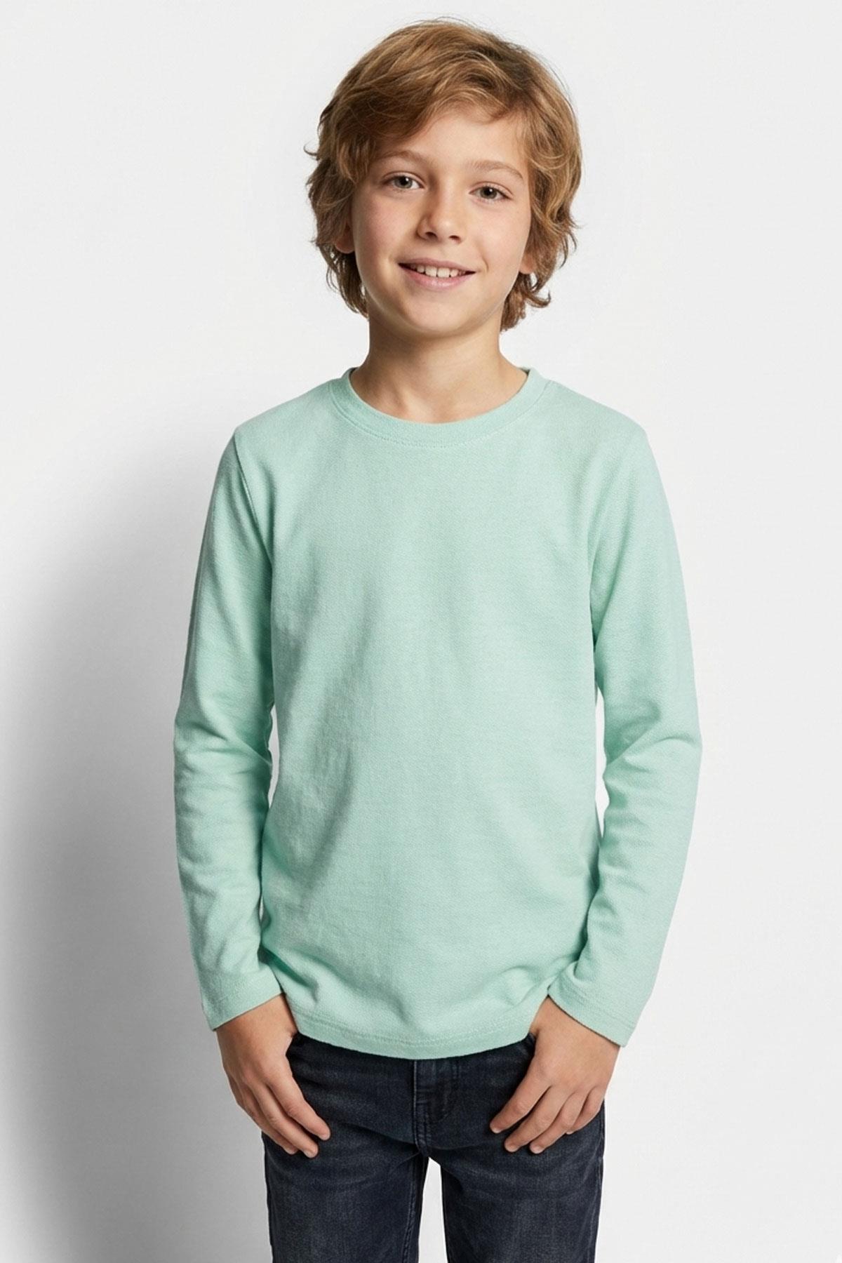 Breeze Erkek Çocuk Uzun Kollu Tişört Basic Su Yeşili (9-14 Yaş)