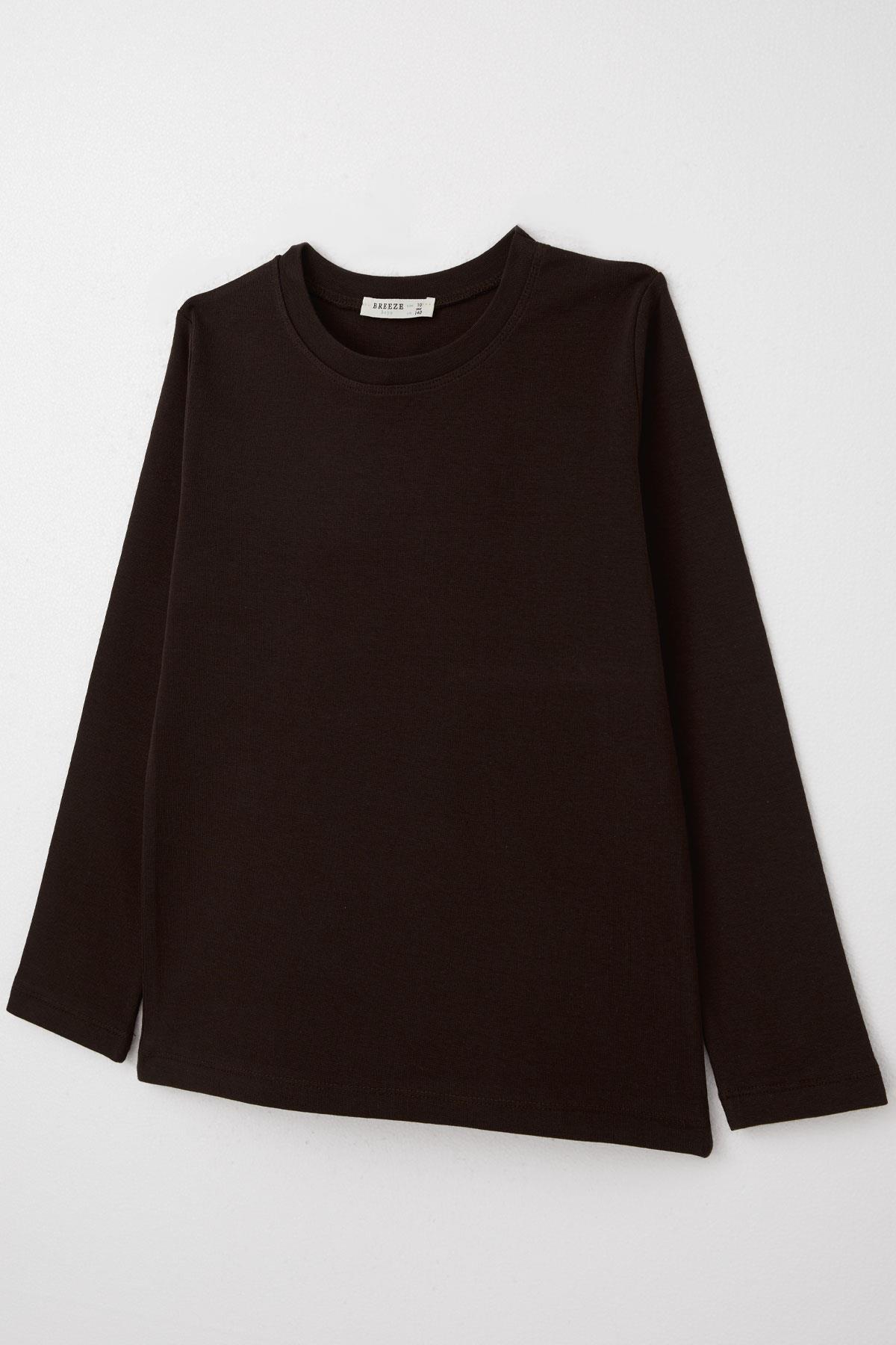 Breeze Erkek Çocuk Uzun Kollu Tişört Basic Acı Kahve (9-14 Yaş)