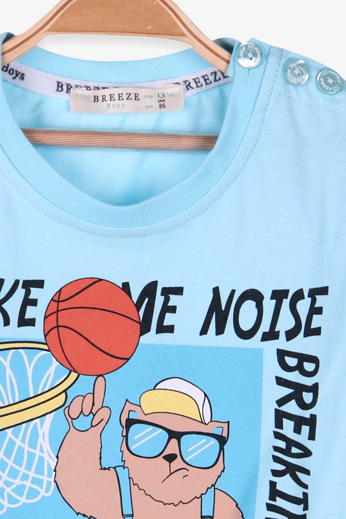 Breeze Erkek Çocuk Uzun Kollu Tişört Basketbol Temalı Turkuaz (1.5 -5 Yaş)