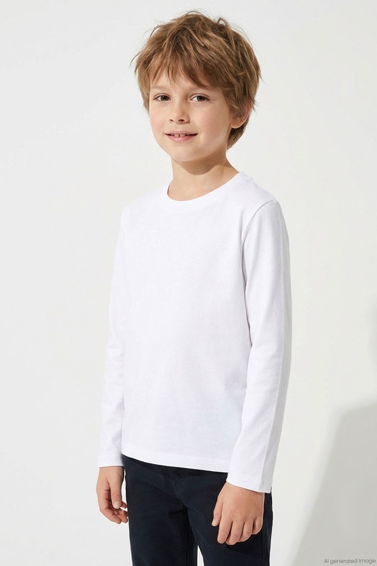 Breeze Erkek Çocuk Uzun Kollu Tişört Basic Kırık Beyaz (4-8 Yaş)