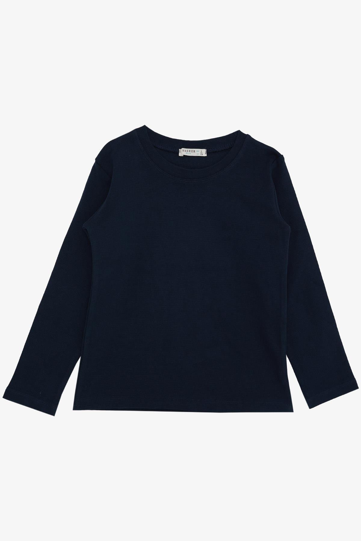 Breeze Erkek Çocuk Uzun Kollu Tişört Basic Lacivert (4-8 Yaş)