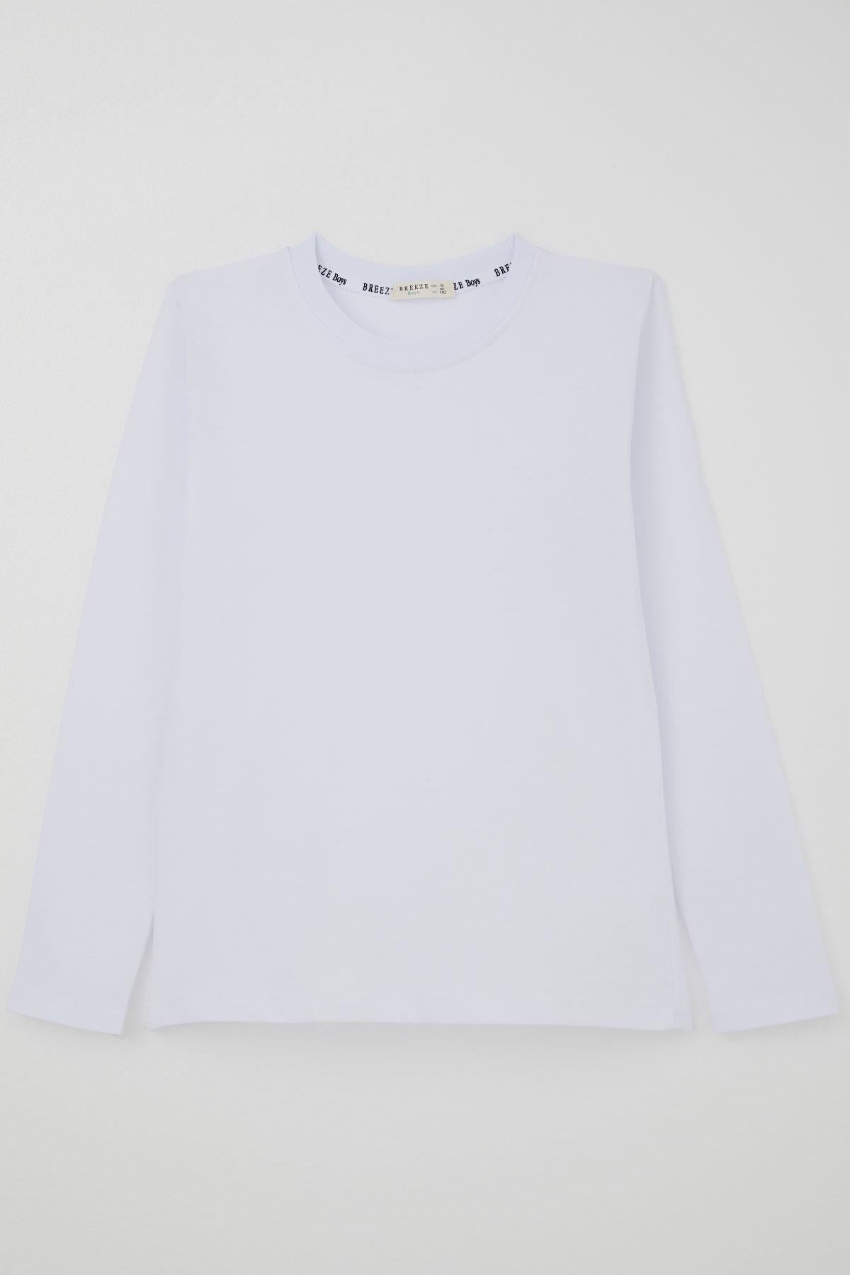 Breeze Erkek Çocuk Uzun Kollu Tişört Basic Beyaz (5-14 Yaş)