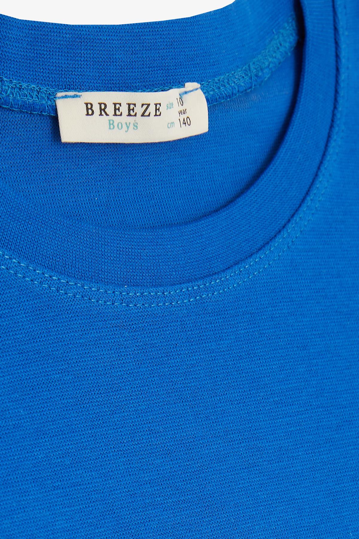 Breeze Erkek Çocuk Uzun Kollu Tişört Basic Saks Mavisi (5-9 Yaş)