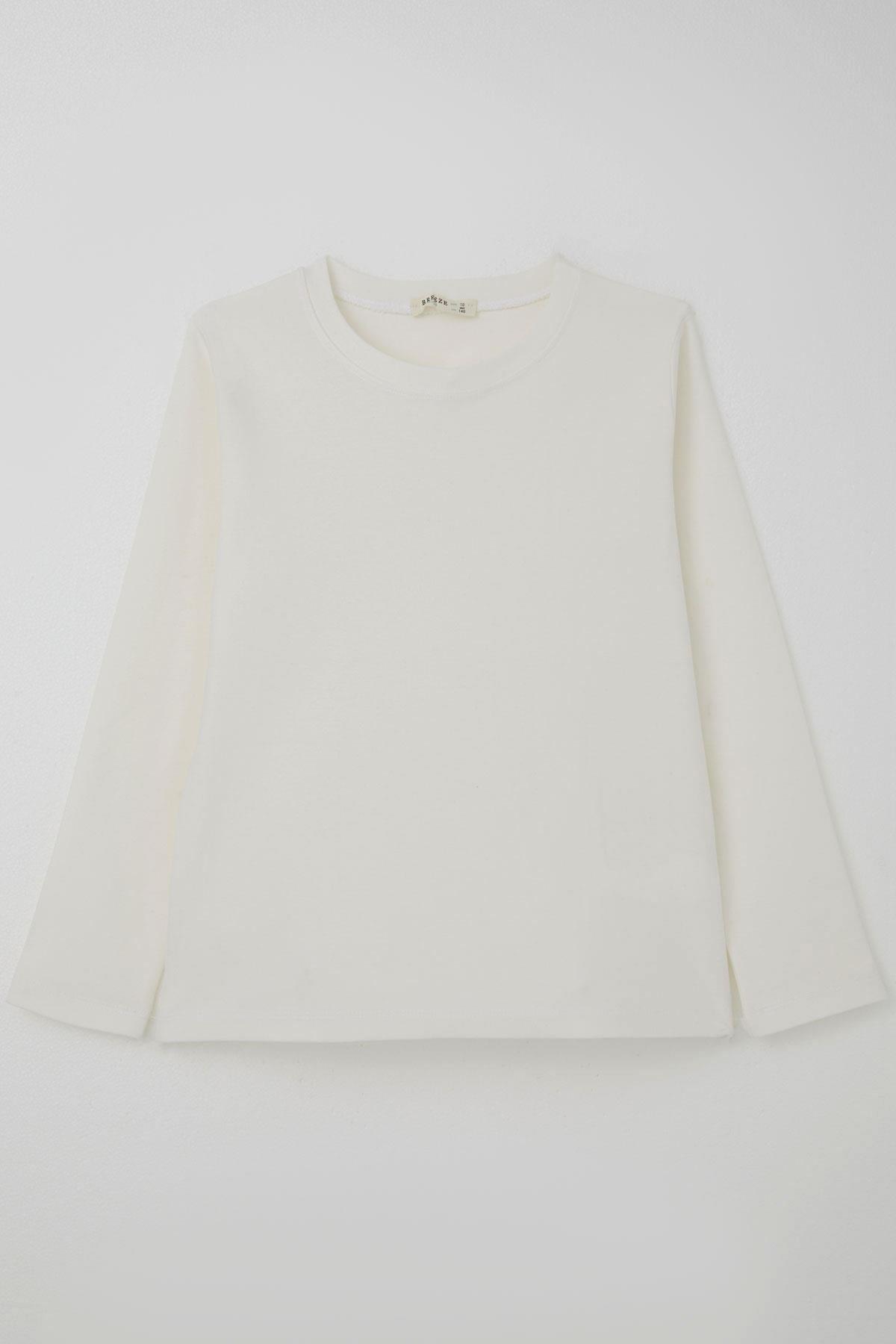 Breeze Erkek Çocuk Uzun Kollu Tişört Basic Ekru (9-14 Yaş)