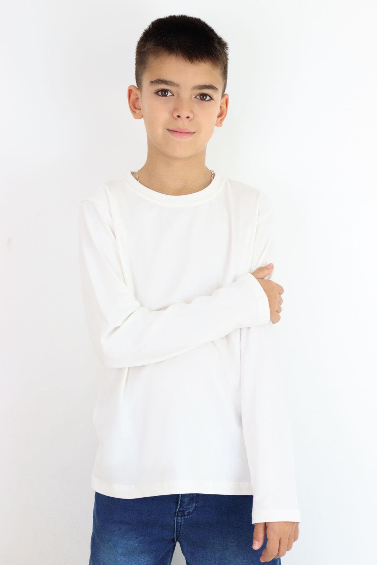 Breeze Erkek Çocuk Uzun Kollu Tişört Basic Ekru (5-14 Yaş)