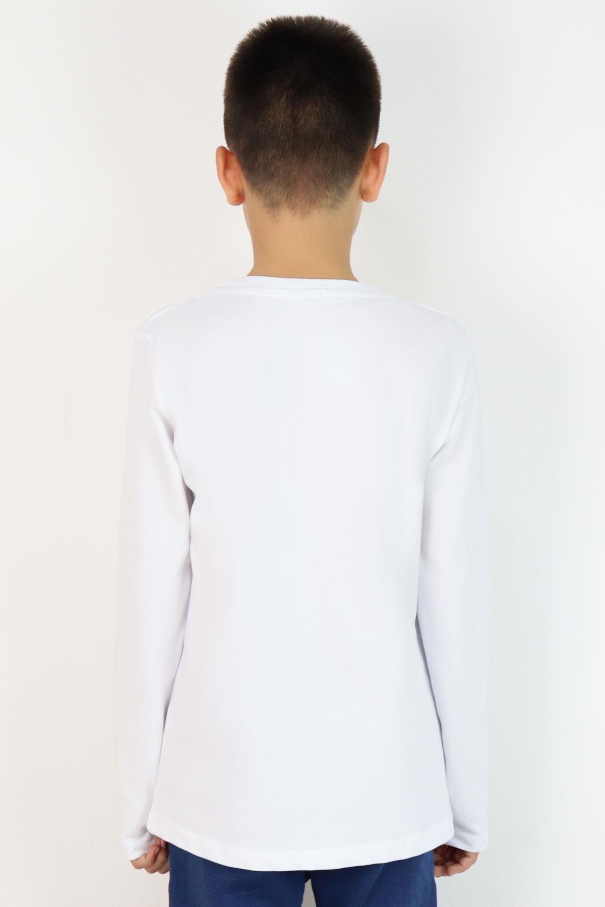 Breeze Erkek Çocuk Uzun Kollu Tişört Basic Beyaz (5-14 Yaş)