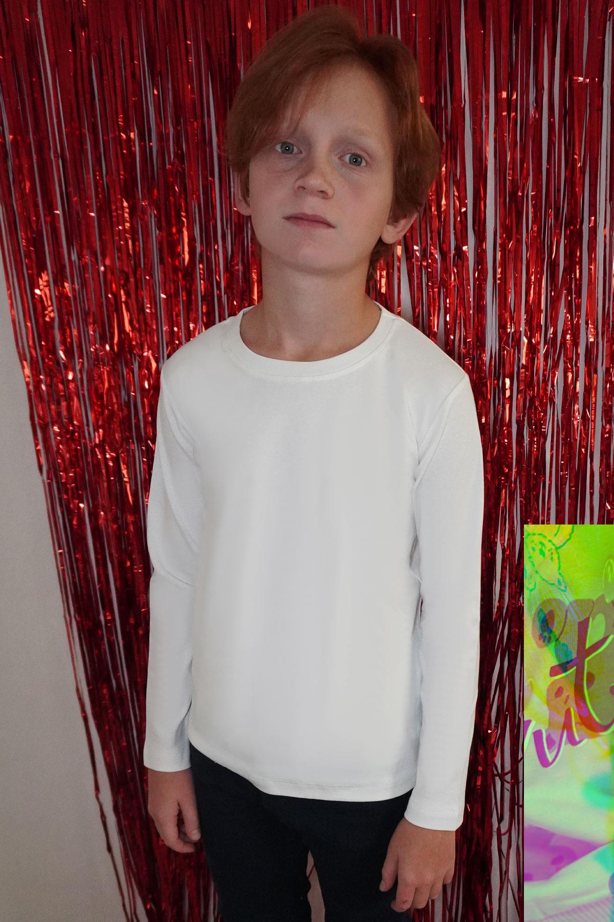 Breeze Erkek Çocuk Uzun Kollu Tişört Basic Beyaz (5-14 Yaş)