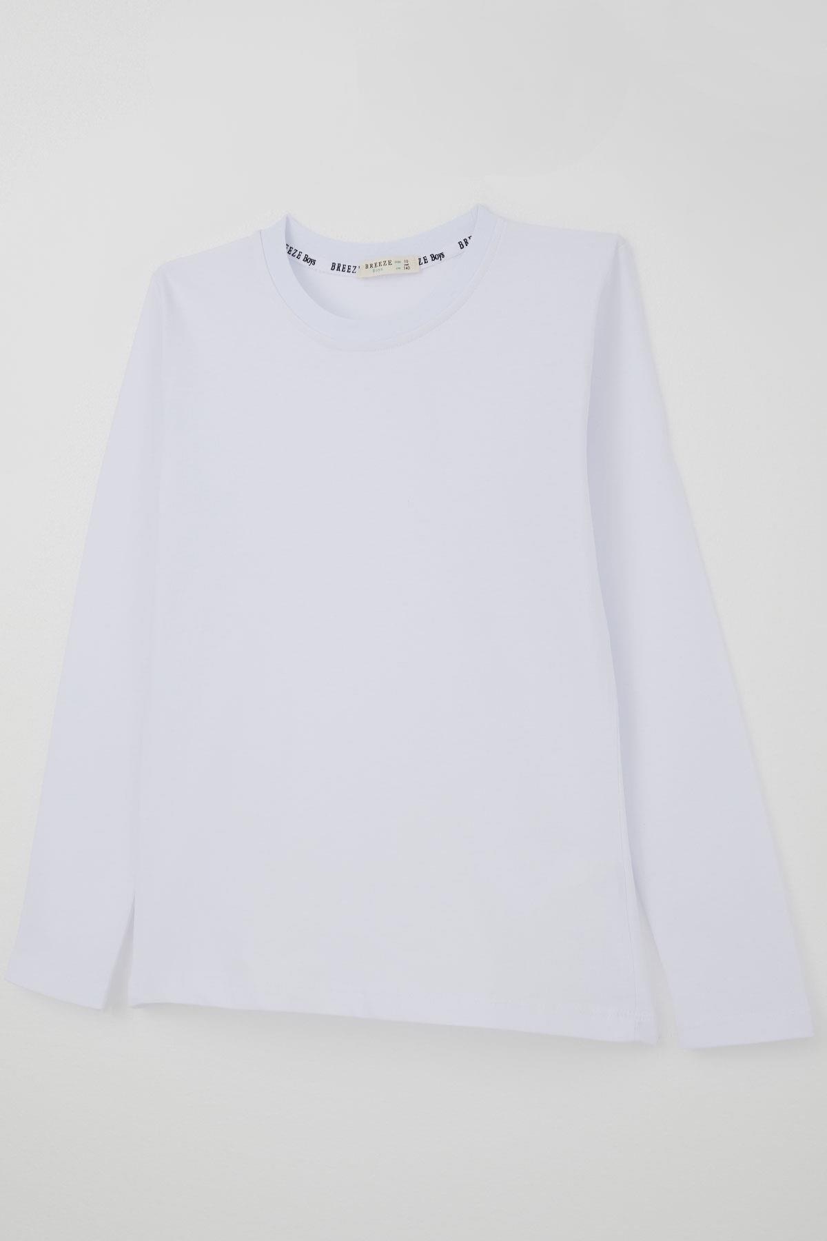Breeze Erkek Çocuk Uzun Kollu Tişört Basic Beyaz (5-14 Yaş)