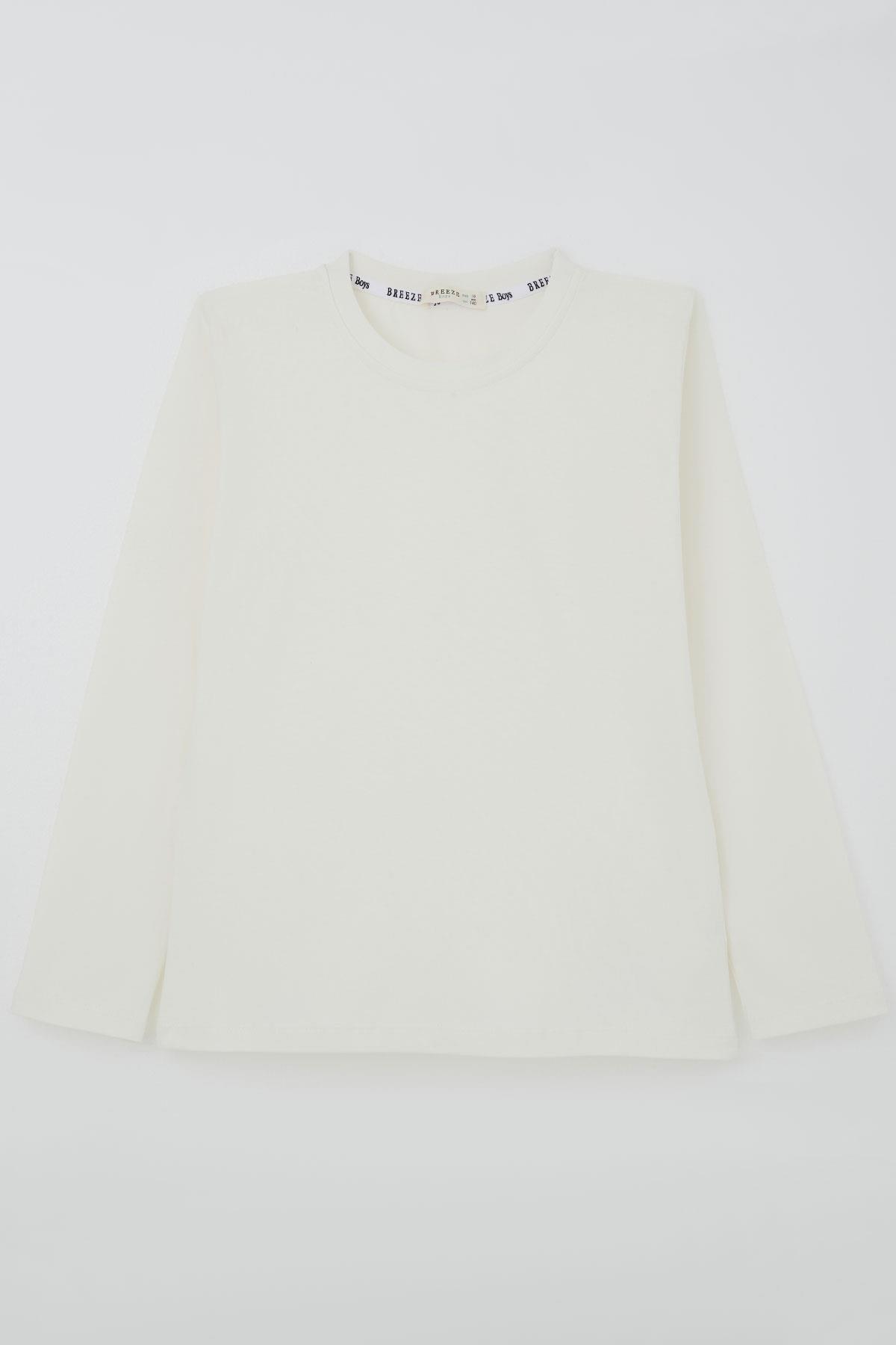 Breeze Erkek Çocuk Uzun Kollu Tişört Basic Ekru (5-14 Yaş)