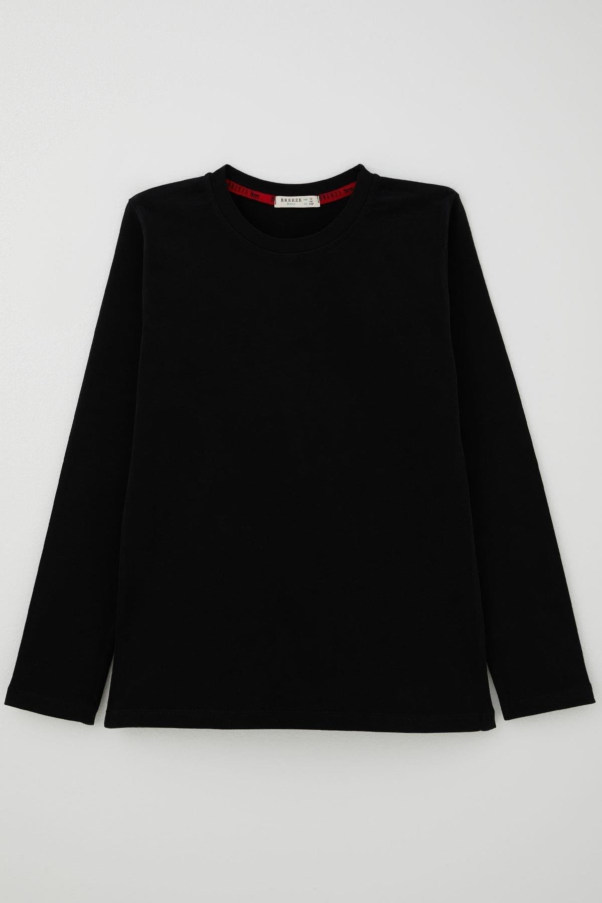 Breeze Erkek Çocuk Uzun Kollu Tişört Basic Siyah (5-14 Yaş)