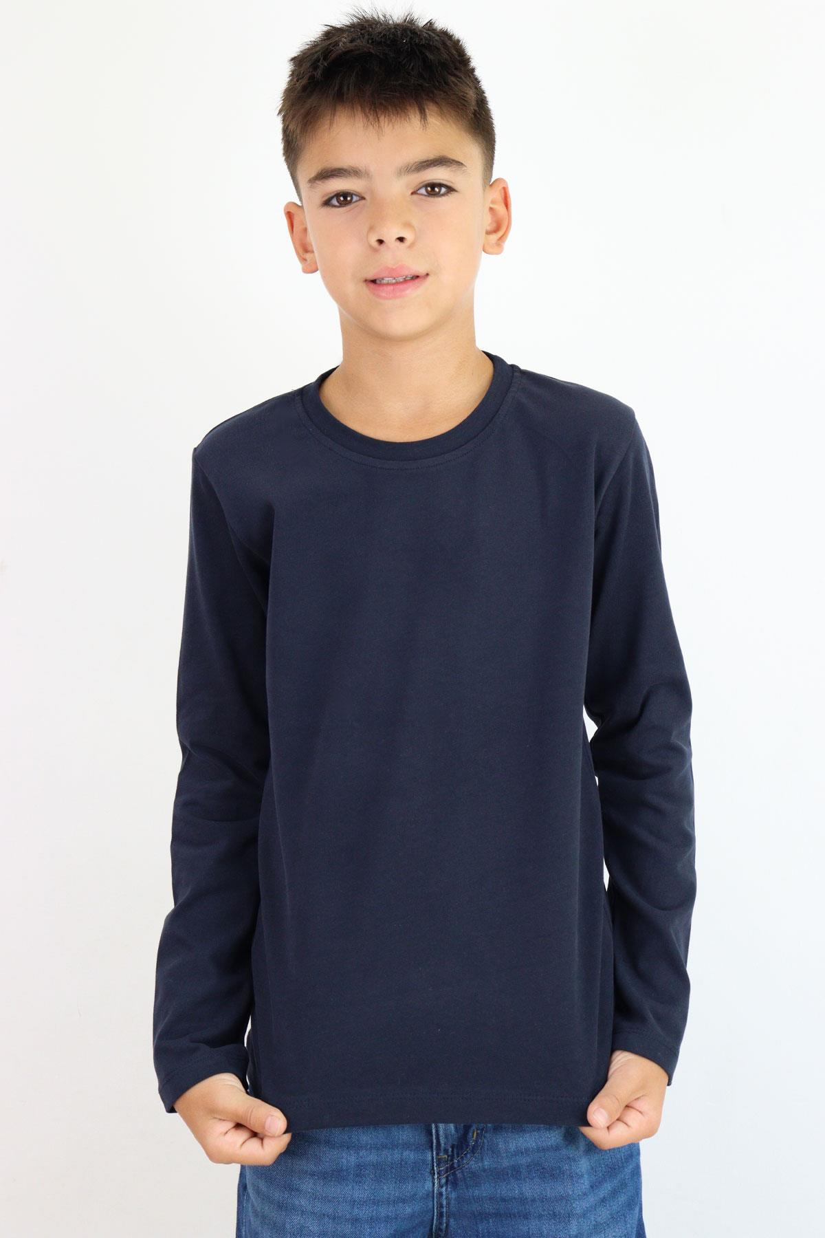 Breeze Erkek Çocuk Uzun Kollu Tişört Basic Lacivert (5-14 Yaş)