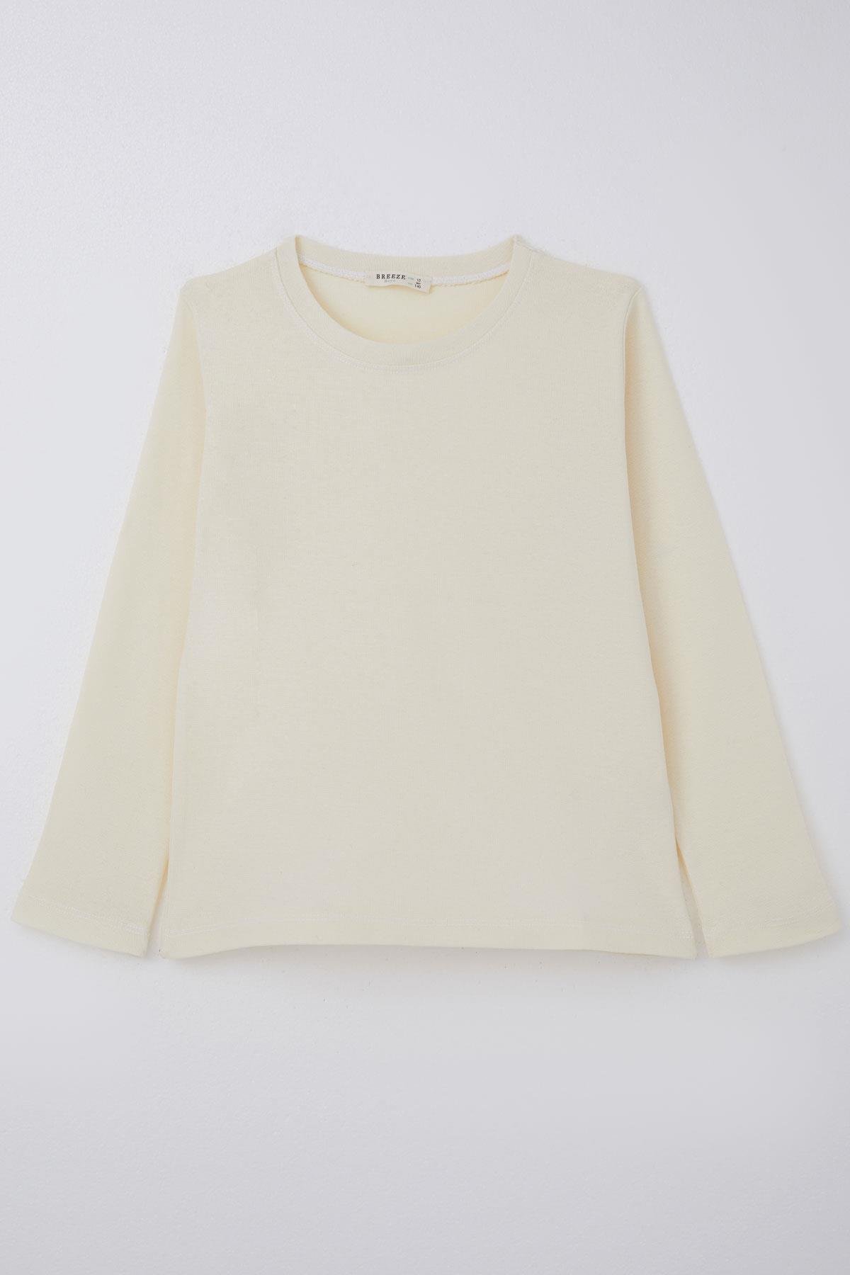 Breeze Erkek Çocuk Uzun Kollu Tişört Basic Krem (9-14 Yaş)