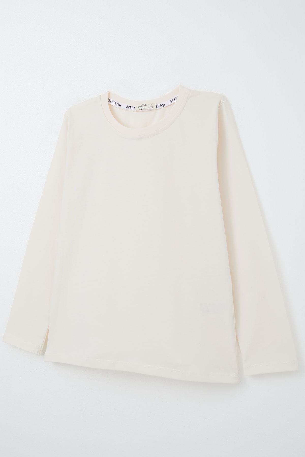 Breeze Erkek Çocuk Uzun Kollu Tişört Basic Krem (5-12 Yaş)