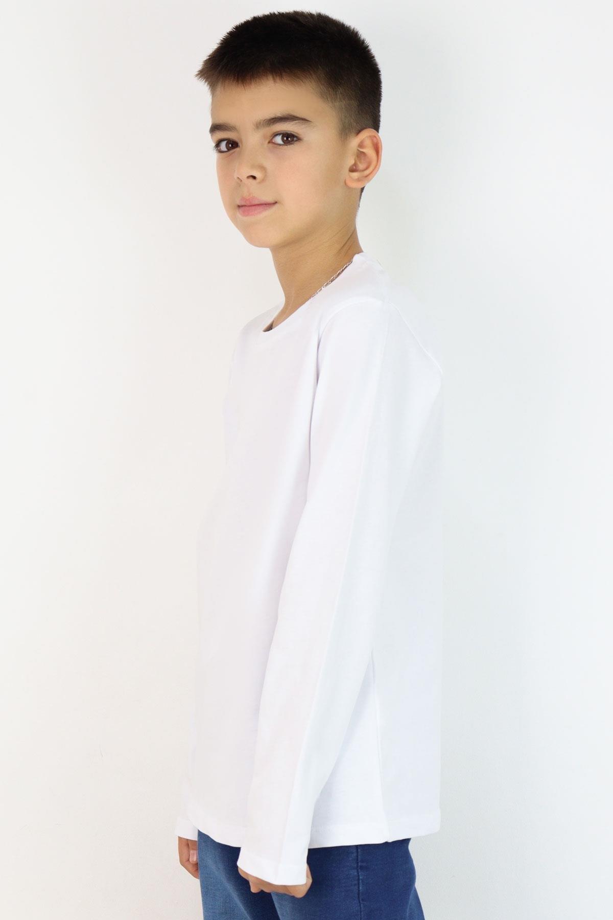 Breeze Erkek Çocuk Uzun Kollu Tişört Basic Beyaz (5-14 Yaş)