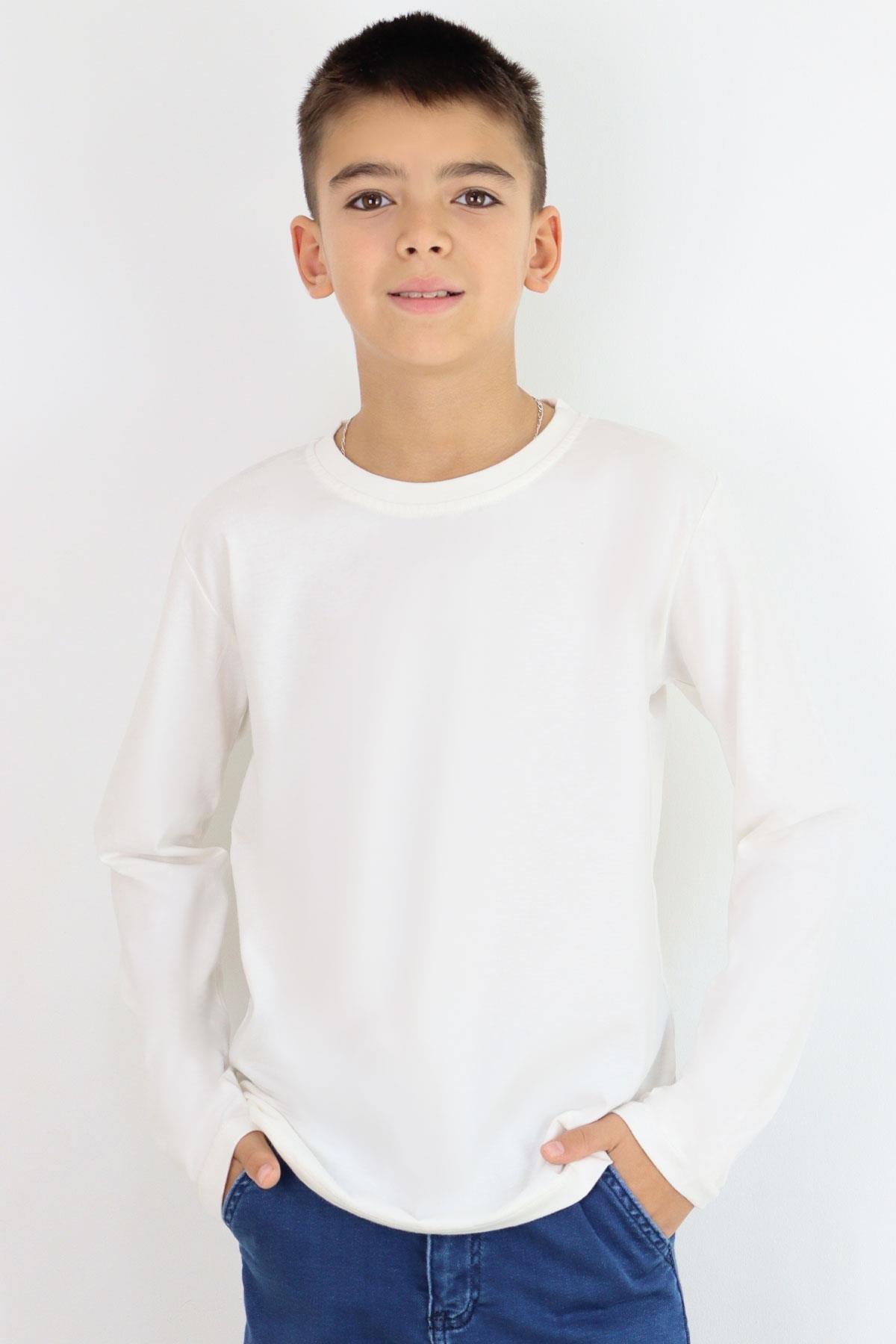 Breeze Erkek Çocuk Uzun Kollu Tişört Basic Ekru (5-14 Yaş)