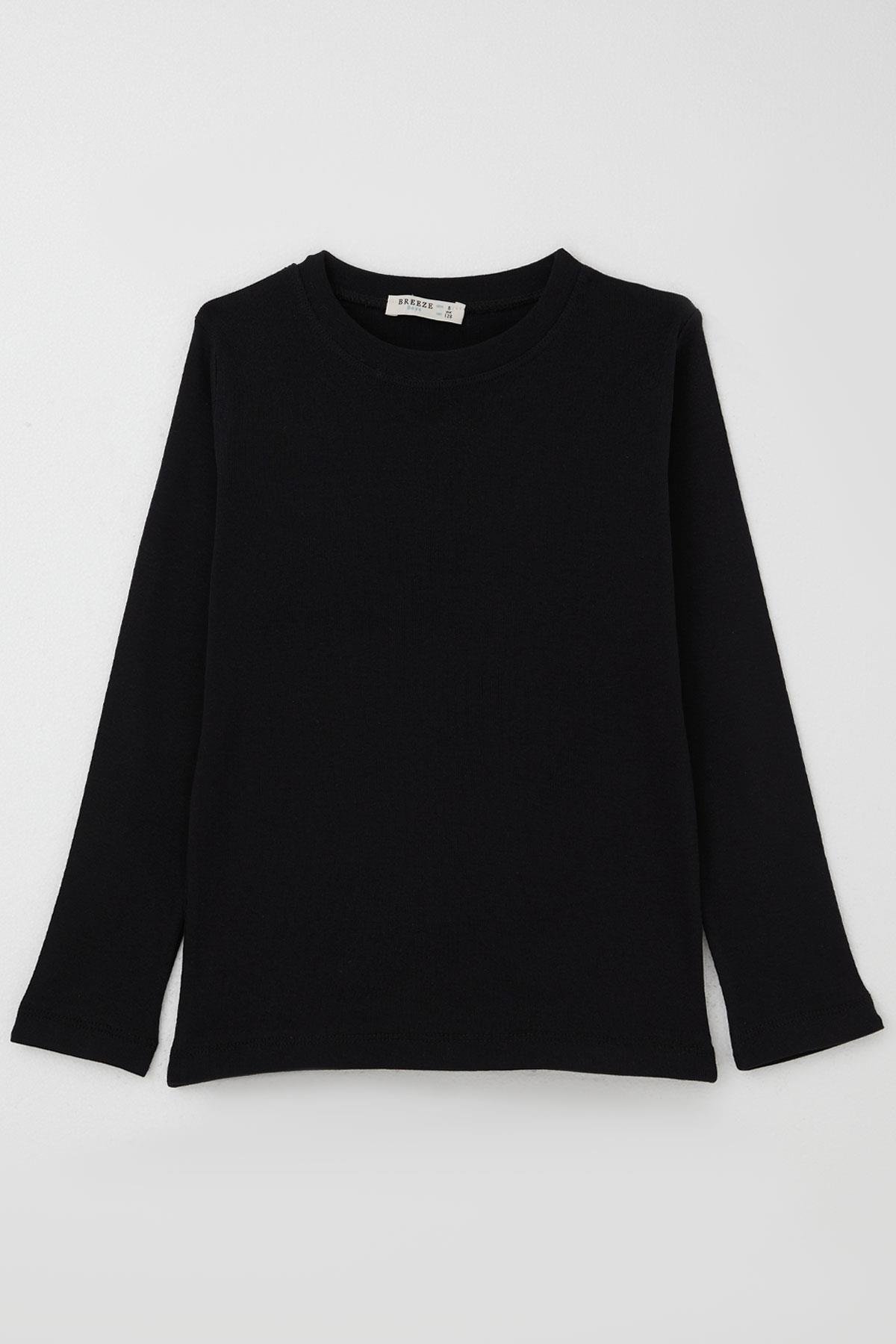 Breeze Erkek Çocuk Uzun Kollu Tişört Basic Siyah (4-6 Yaş)