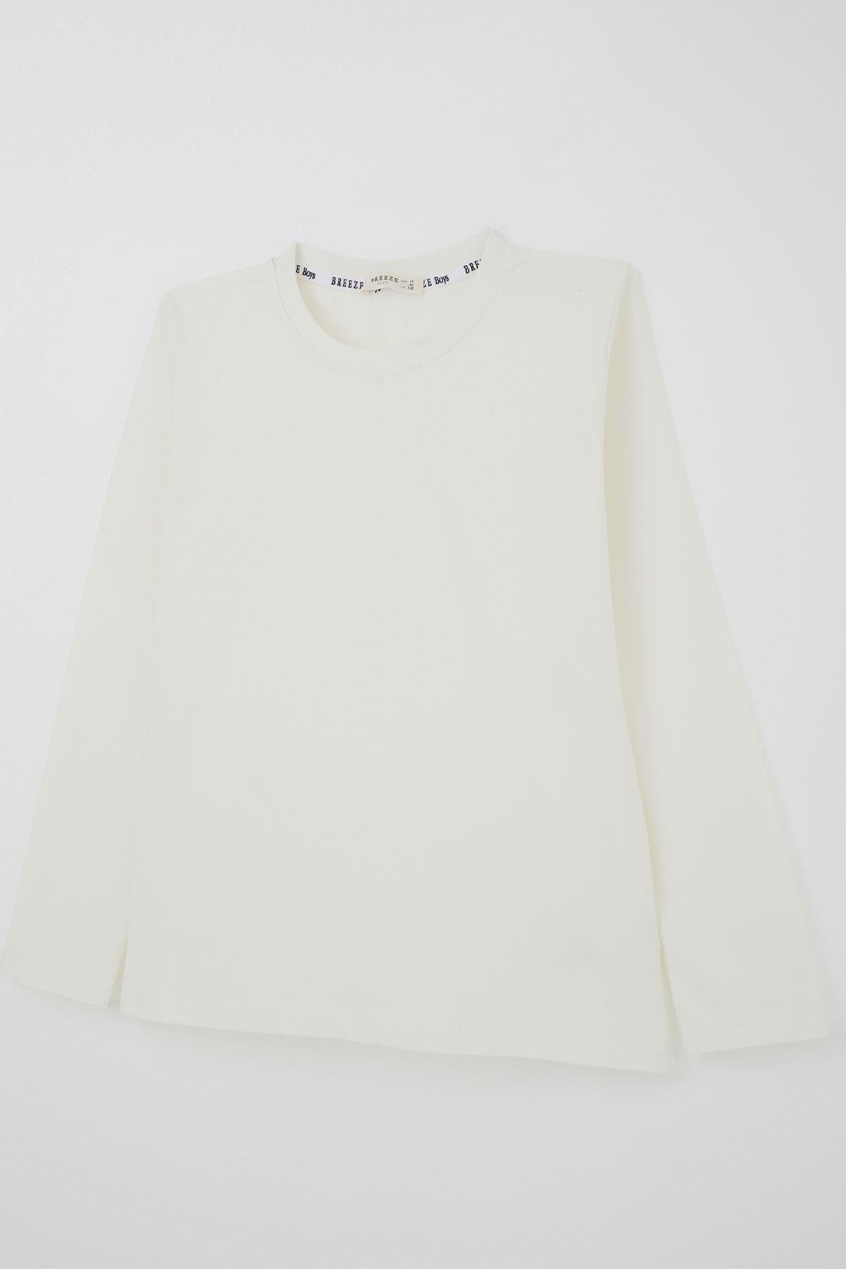 Breeze Erkek Çocuk Uzun Kollu Tişört Basic Ekru (5-14 Yaş)