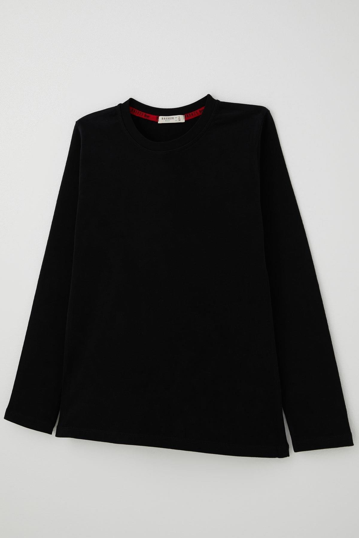 Breeze Erkek Çocuk Uzun Kollu Tişört Basic Siyah (5-14 Yaş)