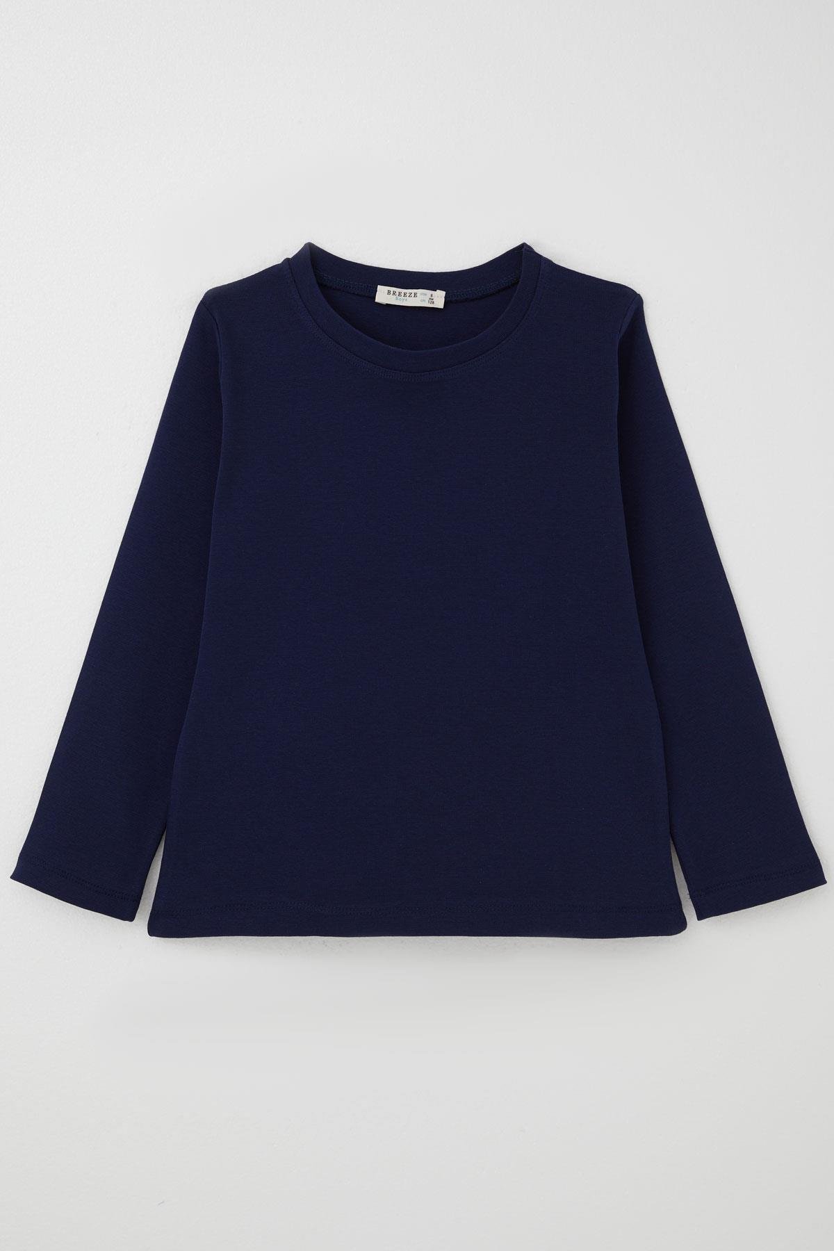 Breeze Erkek Çocuk Uzun Kollu Tişört Basic Lacivert (4-8 Yaş)