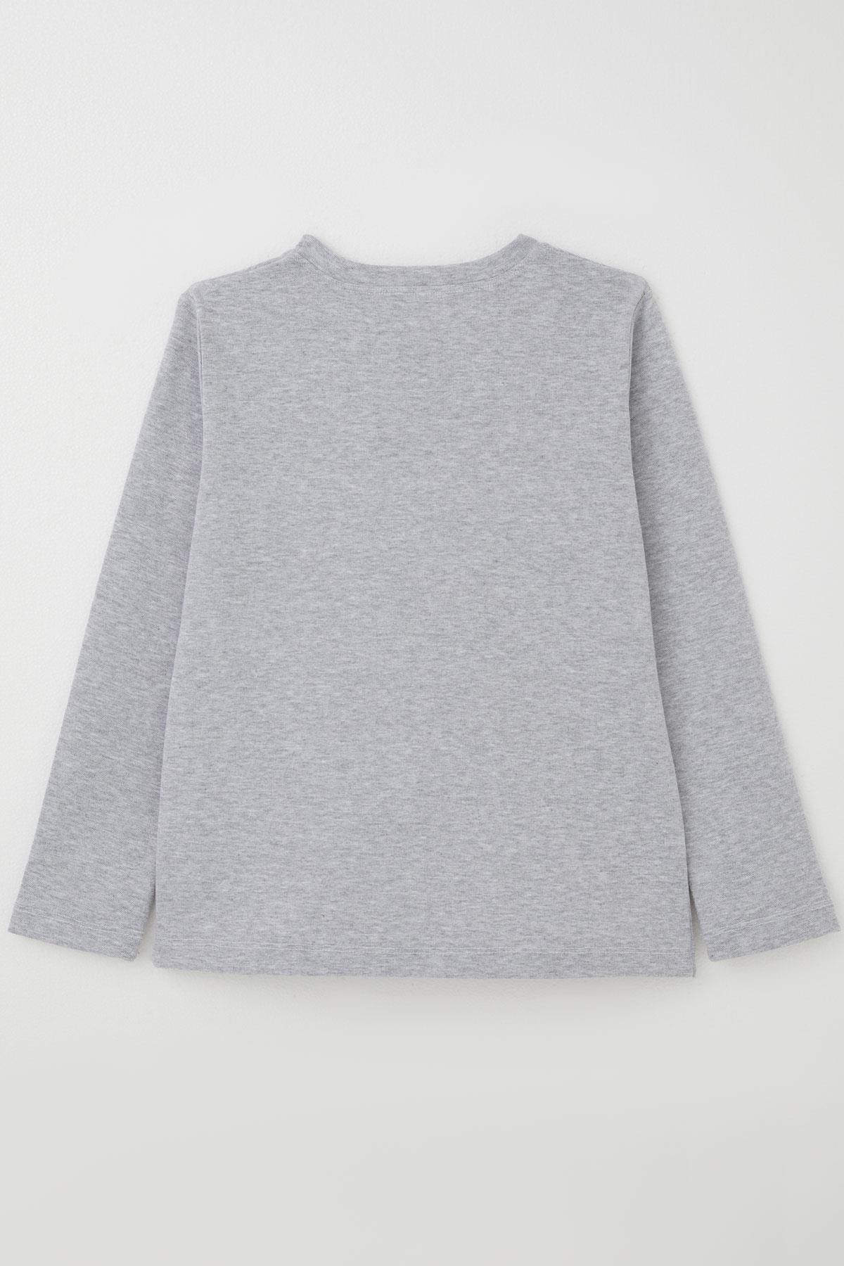 Breeze Erkek Çocuk Uzun Kollu Tişört Basic Açık Gri Melanj (9-12 Yaş)