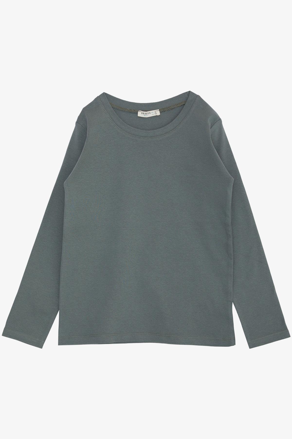 Breeze Erkek Çocuk Uzun Kollu Tişört Basic Mint Yeşili (9-12 Yaş)