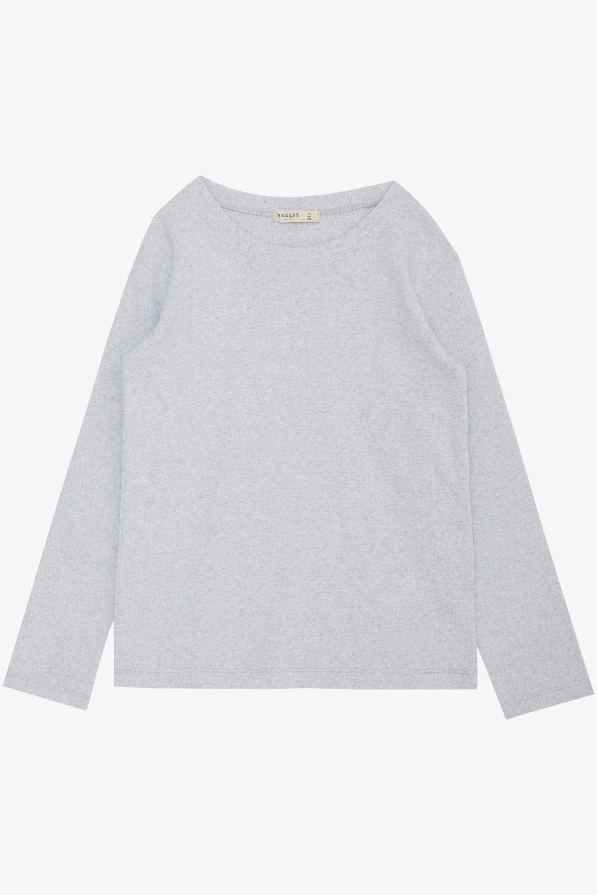 Breeze Erkek Çocuk Uzun Kollu Tişört Basic Açık Gri Melanj (10-12 Yaş)
