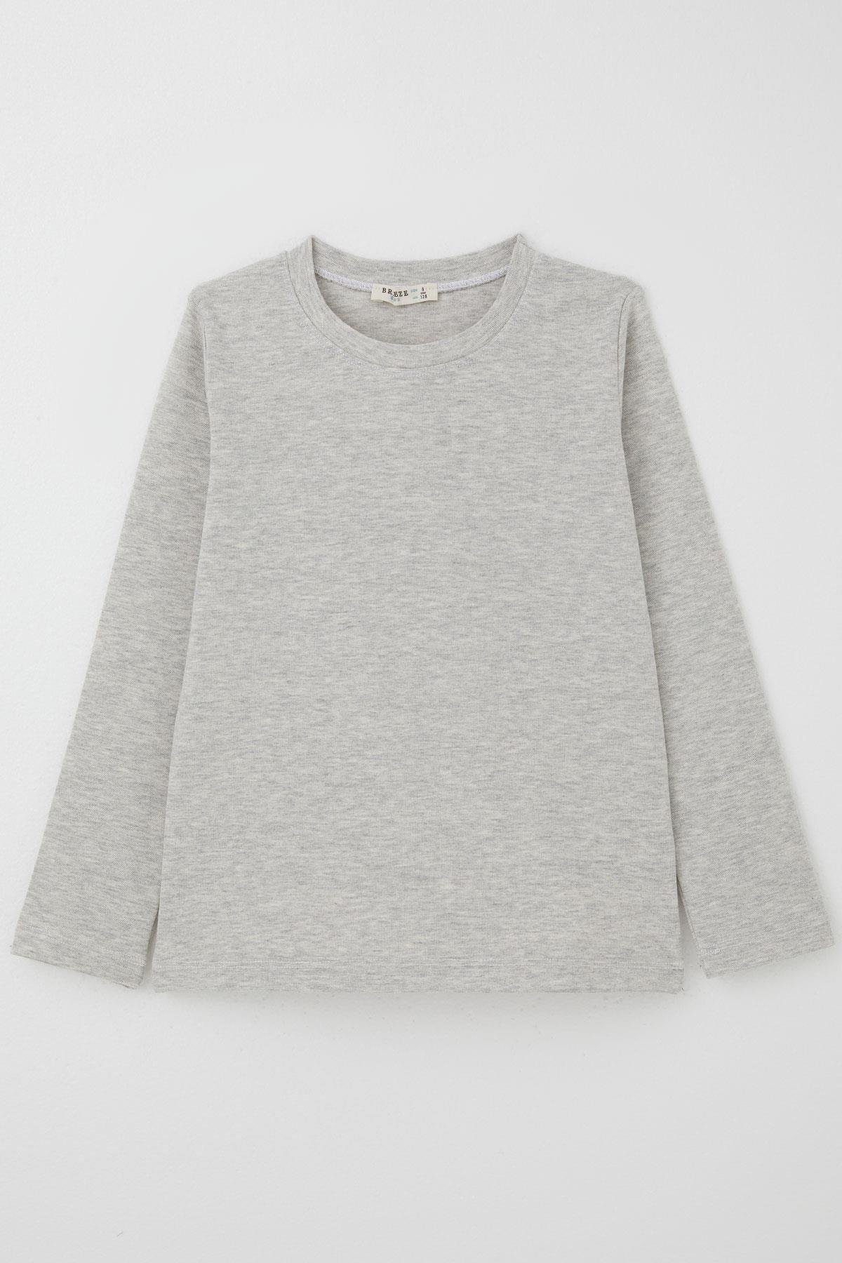 Breeze Erkek Çocuk Uzun Kollu Tişört Basic Bej Melanj (4-6 Yaş)