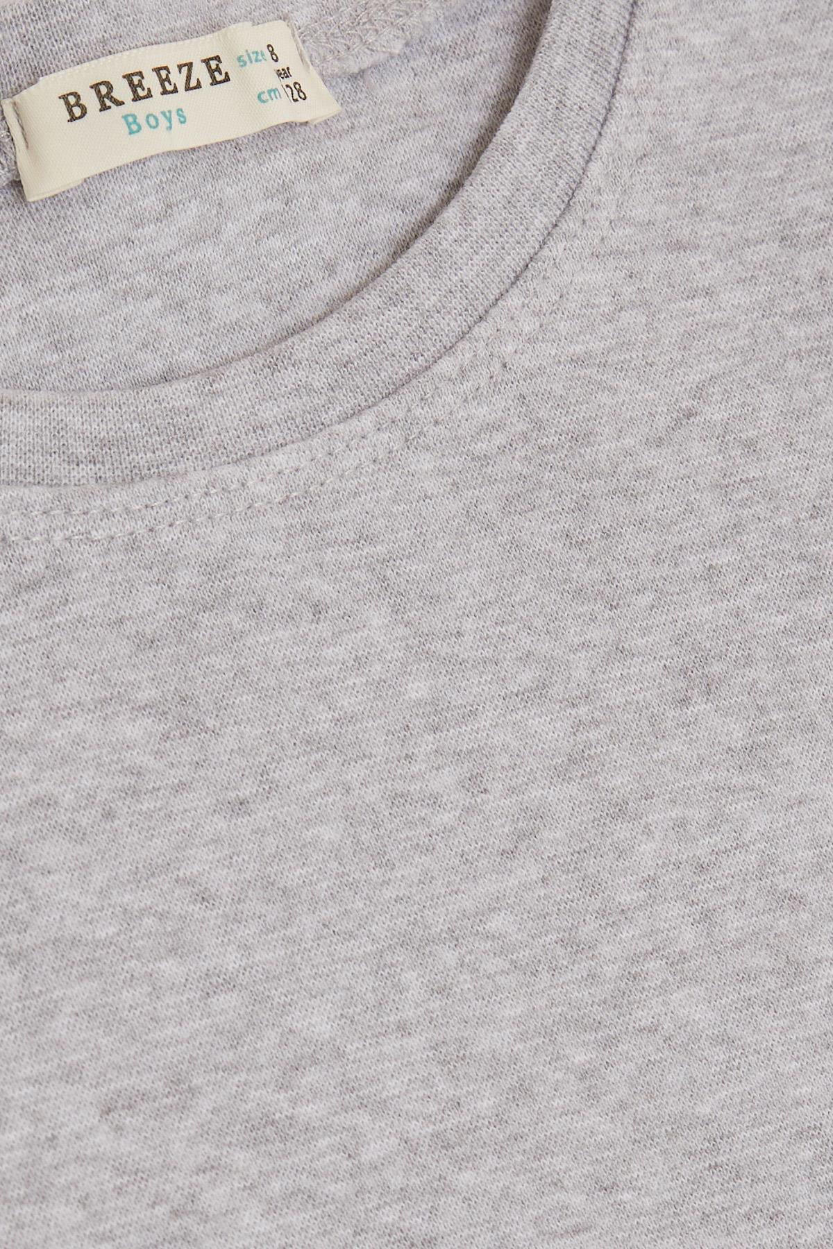 Breeze Erkek Çocuk Uzun Kollu Tişört Basic Gri Melanj (7-12 Yaş)