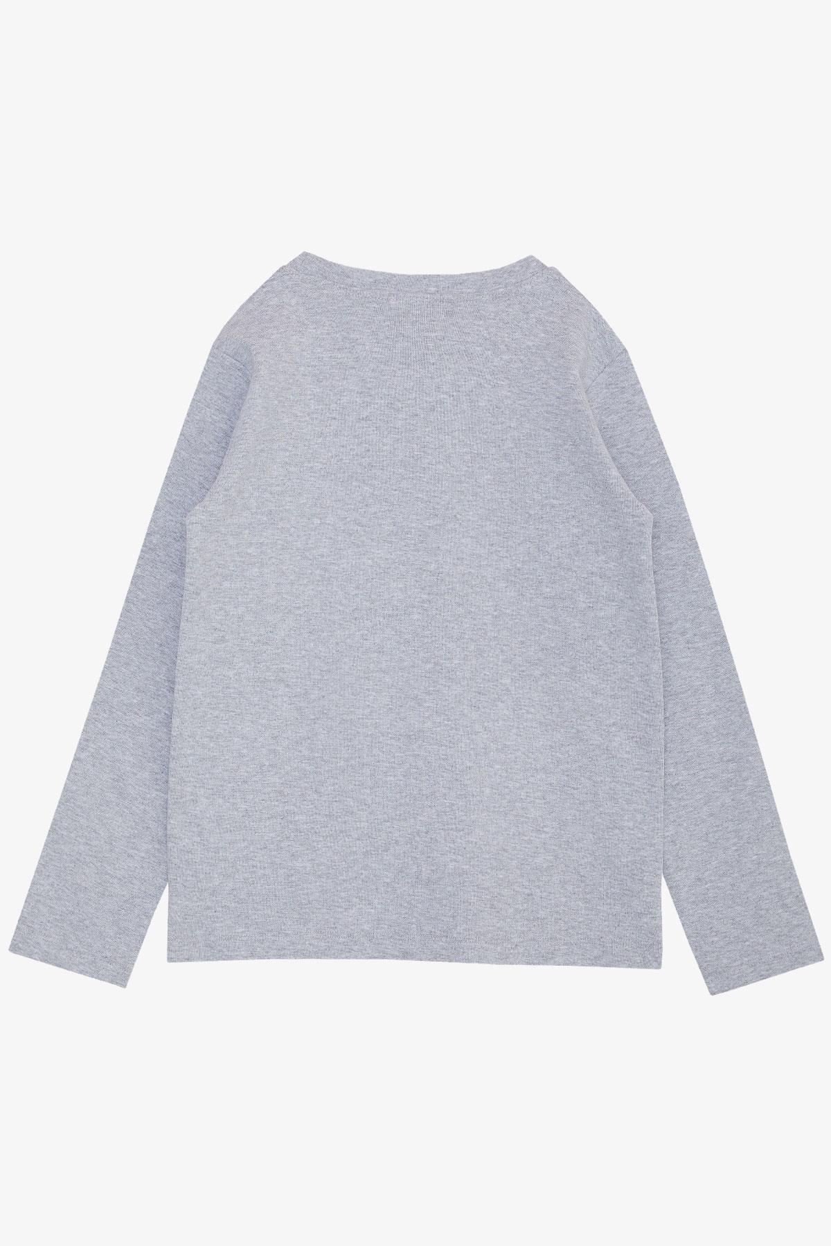 Breeze Erkek Çocuk Uzun Kollu Tişört Basic Gri Melanj (9-13 Yaş)