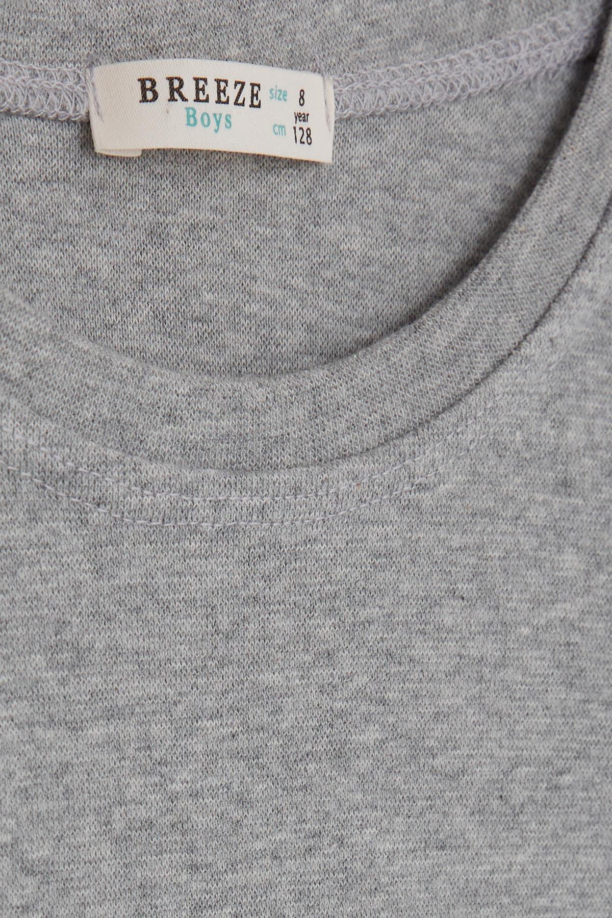 Breeze Erkek Çocuk Uzun Kollu Tişört Basic Koyu Gri Melanj (4-8 Yaş)