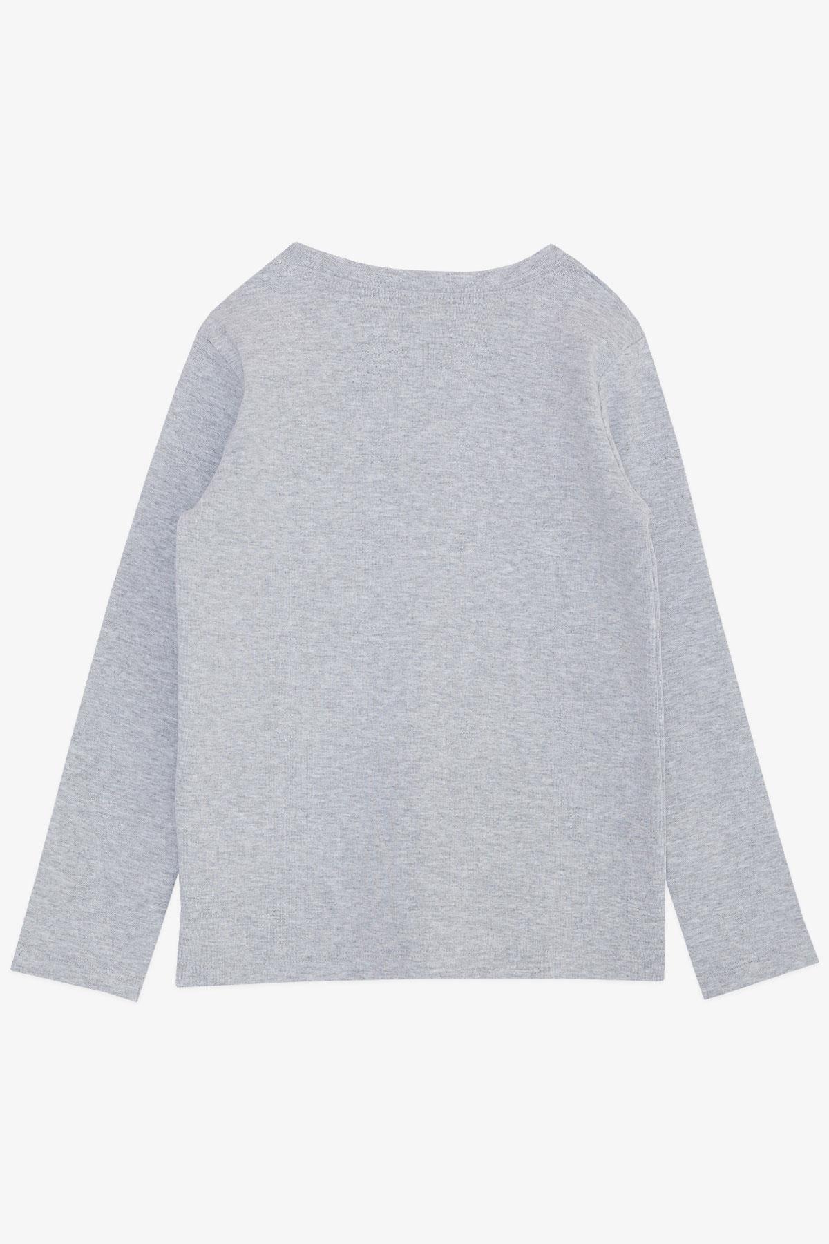 Breeze Erkek Çocuk Uzun Kollu Tişört Basic Gri Melanj (4-7 Yaş)