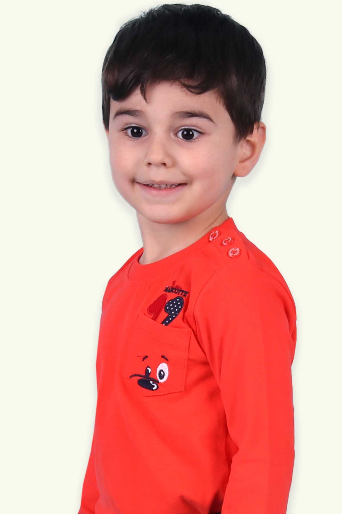 Breeze Erkek Çocuk Uzun Kollu Tişört Cepli Turuncu (1.5-5 Yaş)