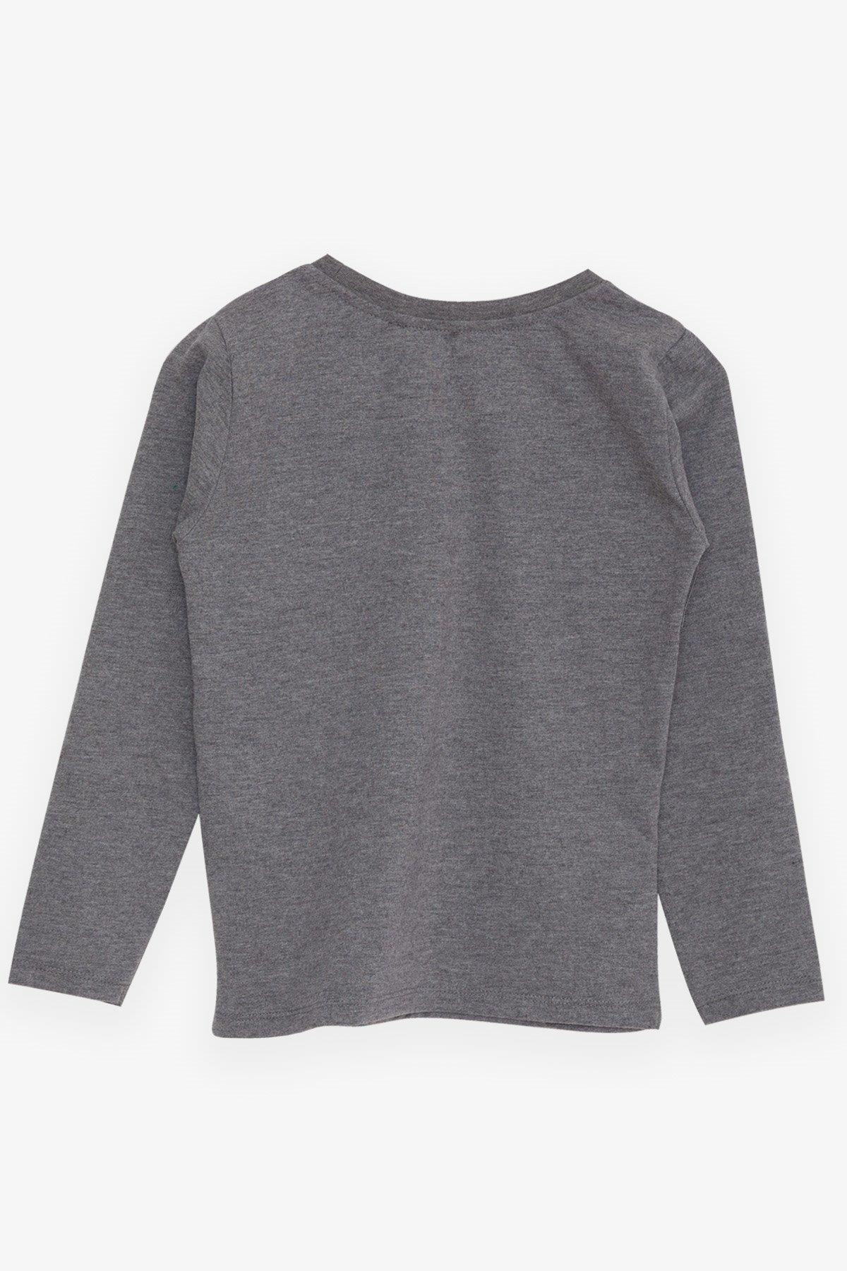 Breeze Erkek Çocuk Uzun Kollu Tişört Cepli Fermuarlı Koyu Gri Melanj (5-10 Yaş)