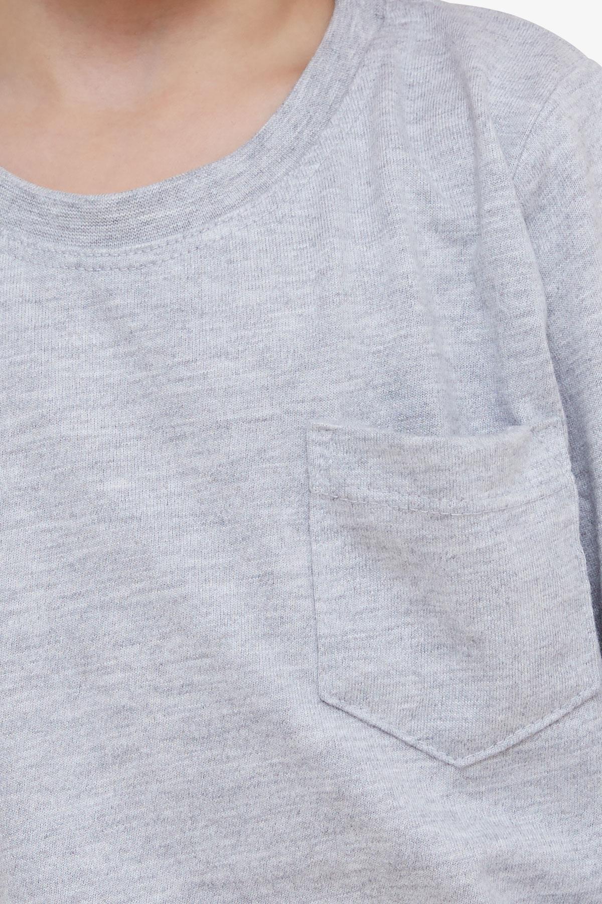 Breeze Erkek Çocuk Uzun Kollu Tişört Cepli Açık Gri Melanj (4-8 Yaş)