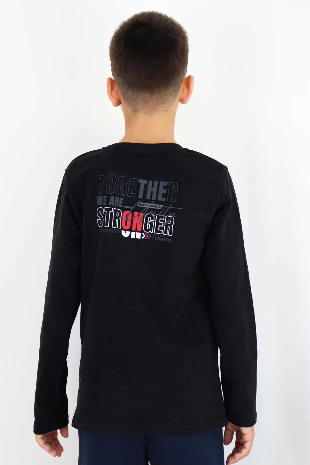 Breeze Erkek Çocuk Uzun Kollu Tişört Motivasyon Temalı Yazı Baskılı Siyah (6-10 Yaş)