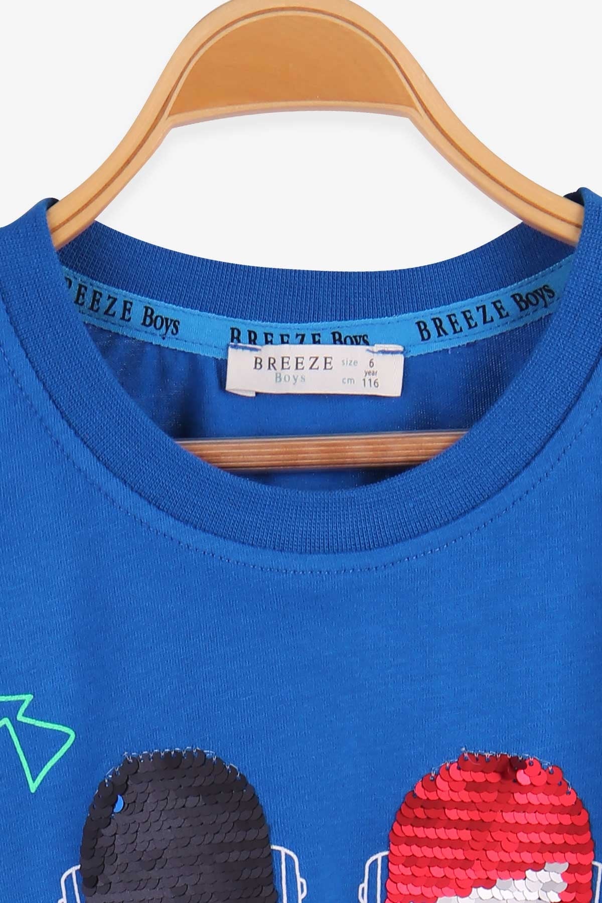 Breeze Erkek Çocuk Uzun Kollu Tişört Pulları Hareketli Mavi (6-12 Yaş)