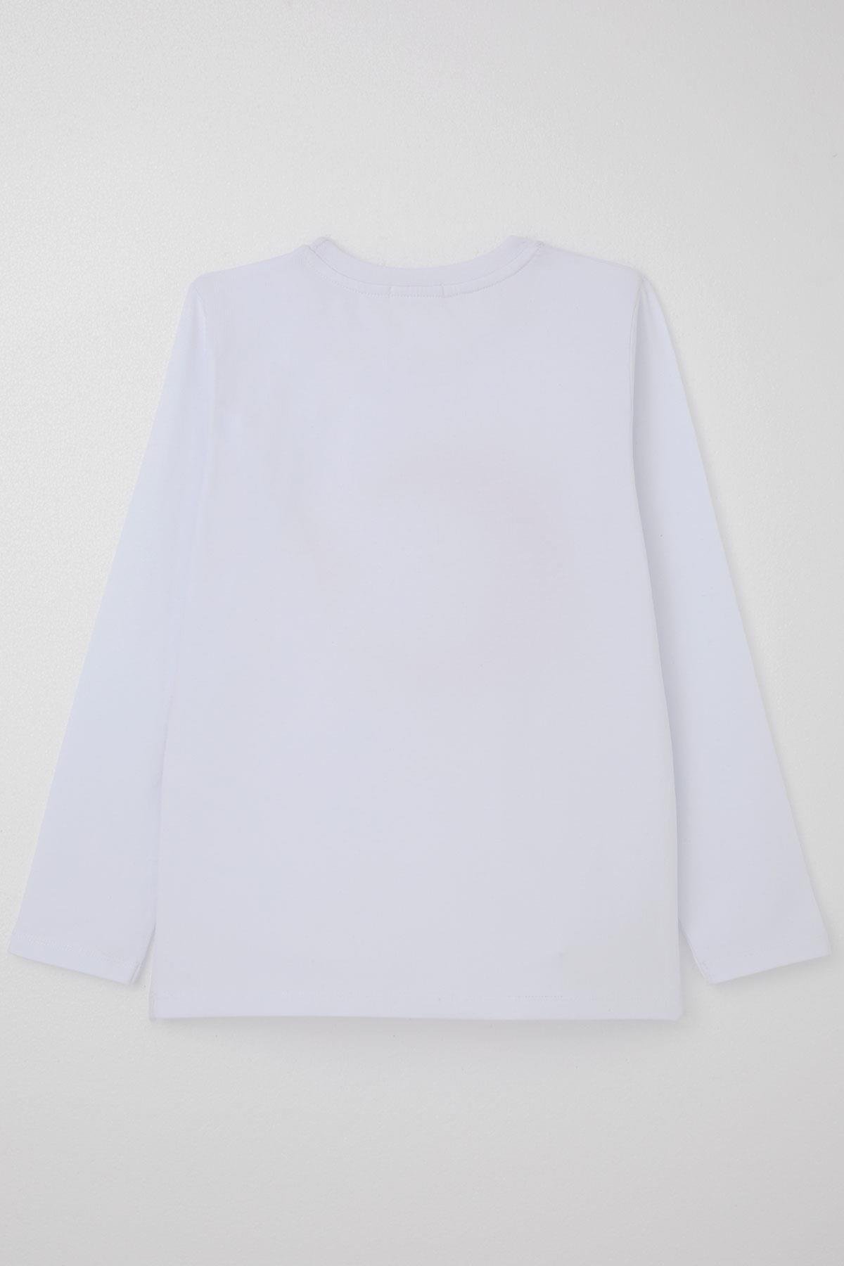 Breeze Erkek Çocuk Uzun Kollu Tişört Türk Bayraklı Beyaz (5-14 Yaş)