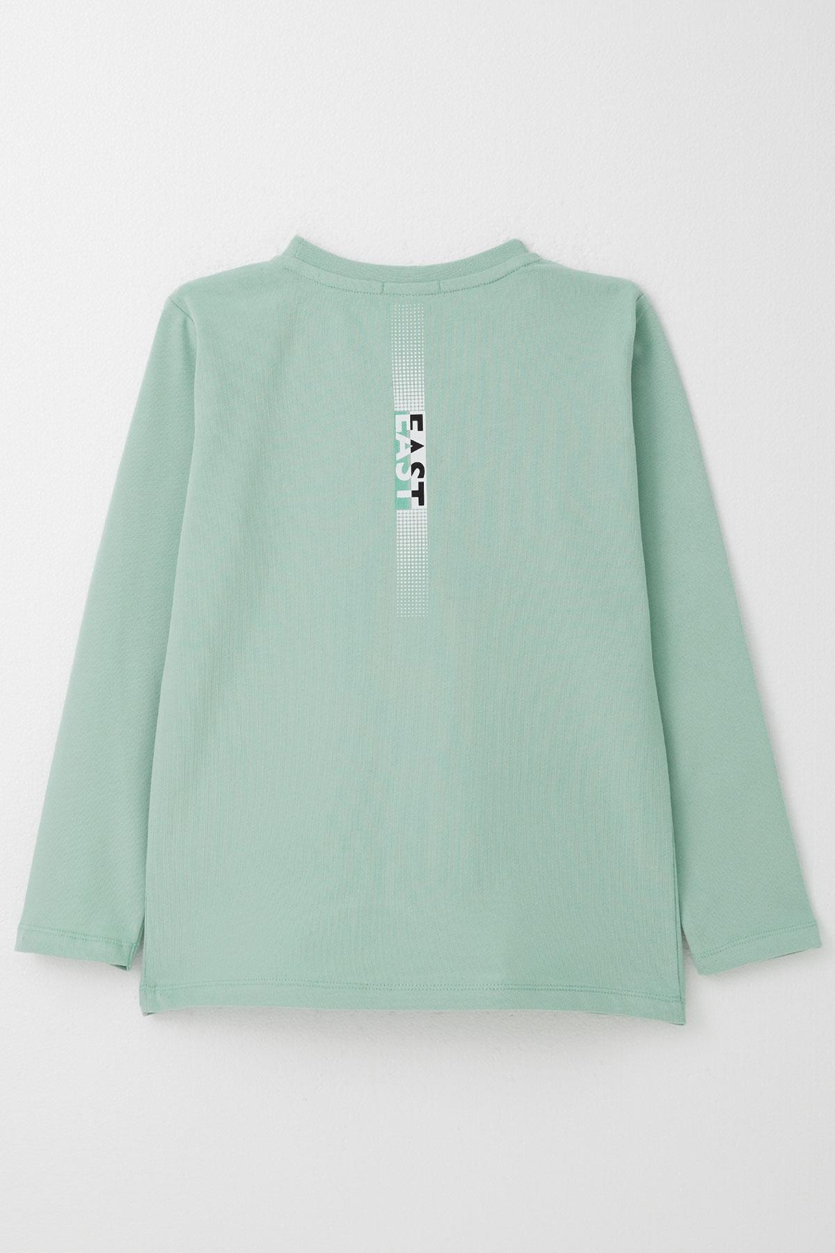 Breeze Erkek Çocuk Uzun Kollu Tişört Yazı Baskılı Su Yeşili (6-12 Yaş)