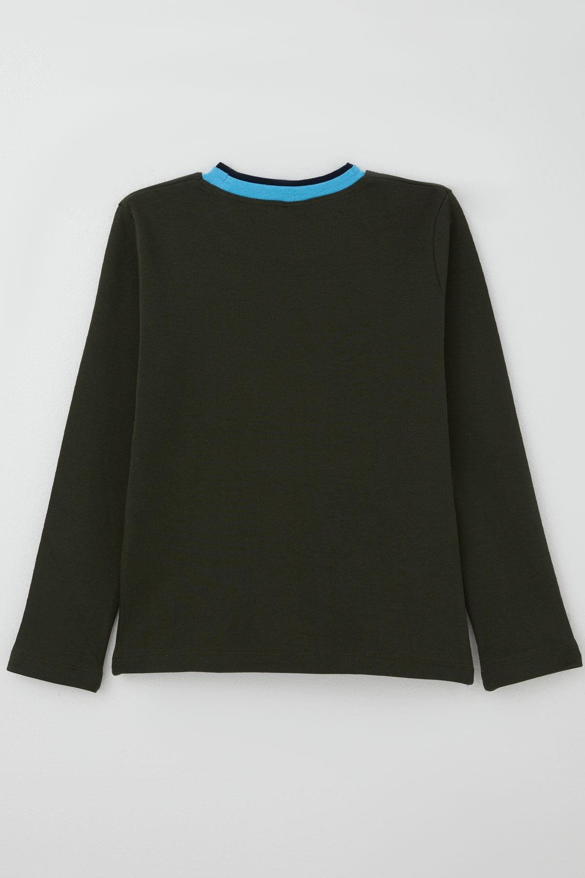 Breeze Erkek Çocuk Uzun Kollu Tişört Yazı Baskılı Koyu Haki Yeşil (5-9 Yaş)