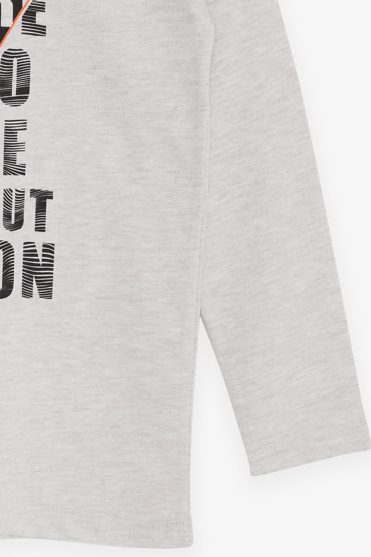 Breeze Erkek Çocuk Uzun Kollu Tişört Yazı Baskılı Bej Melanj (6-12 Yaş)