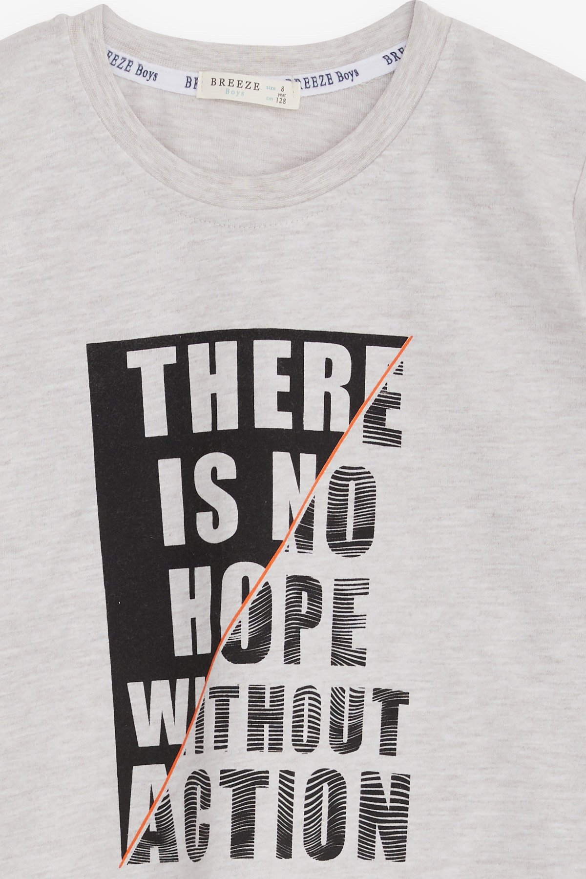 Breeze Erkek Çocuk Uzun Kollu Tişört Yazı Baskılı Bej Melanj (6-12 Yaş)