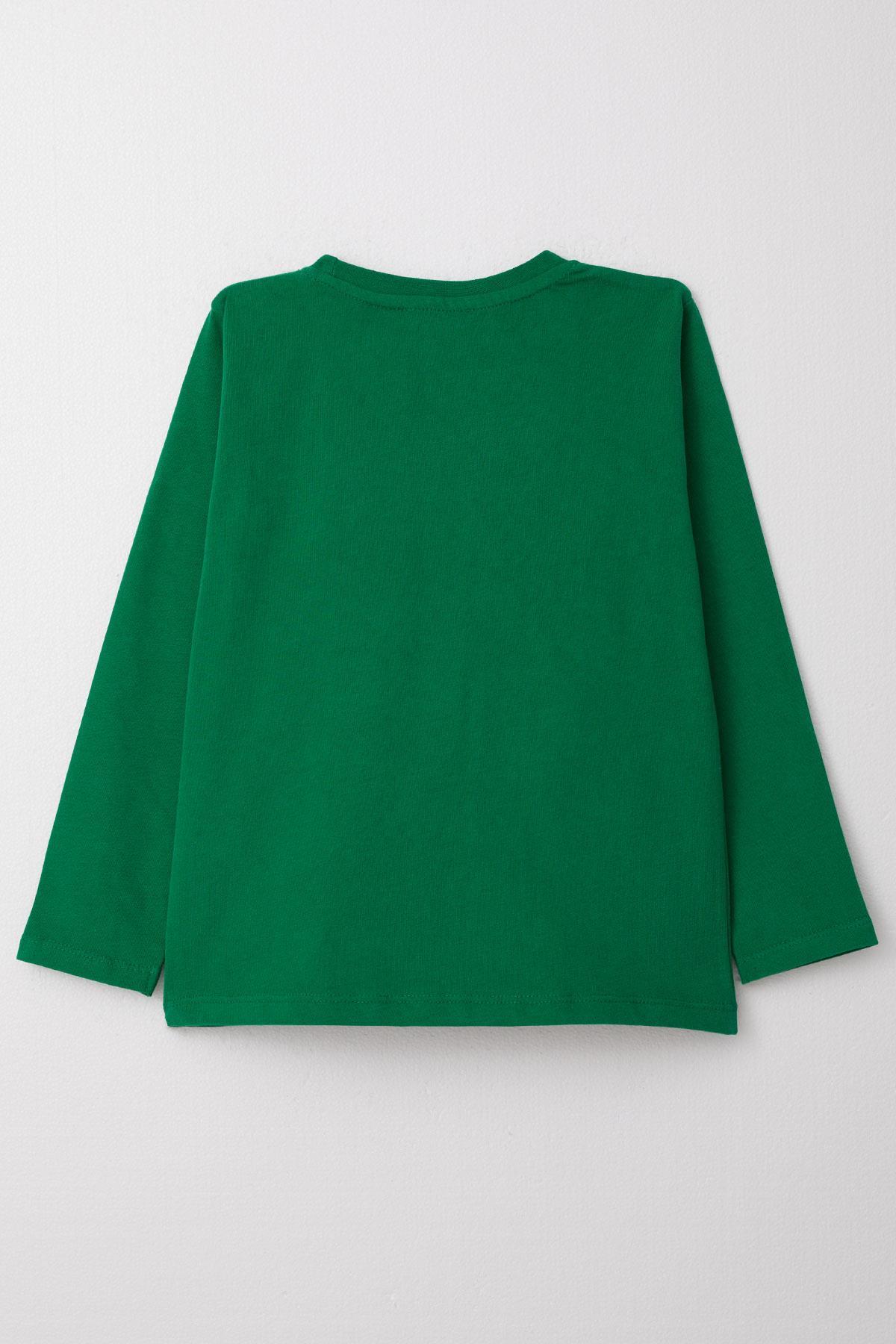 Breeze Erkek Çocuk Uzun Kollu Tişört Yazı Baskılı Koyu Yeşil (6-12 Yaş)