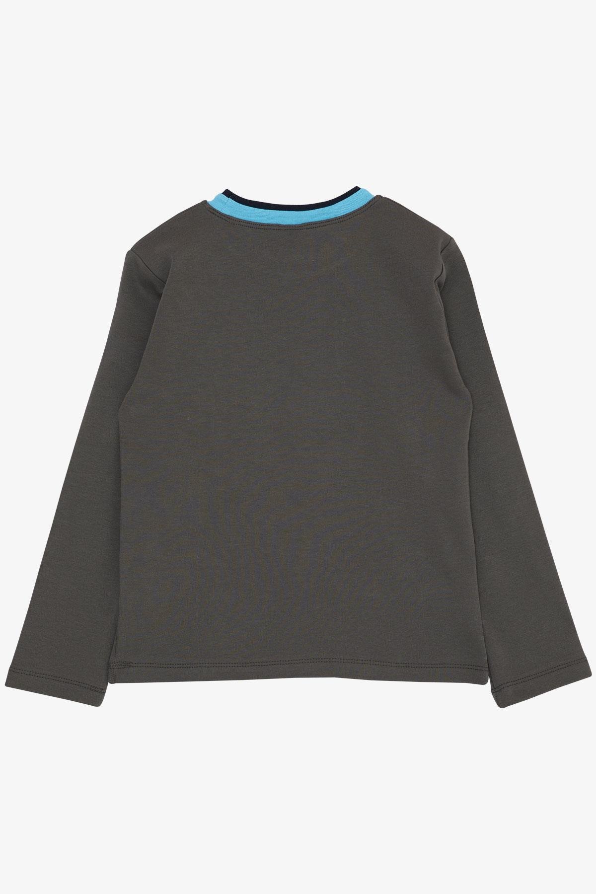 Breeze Erkek Çocuk Uzun Kollu Tişört Yazı Baskılı Füme (5-9 Yaş)