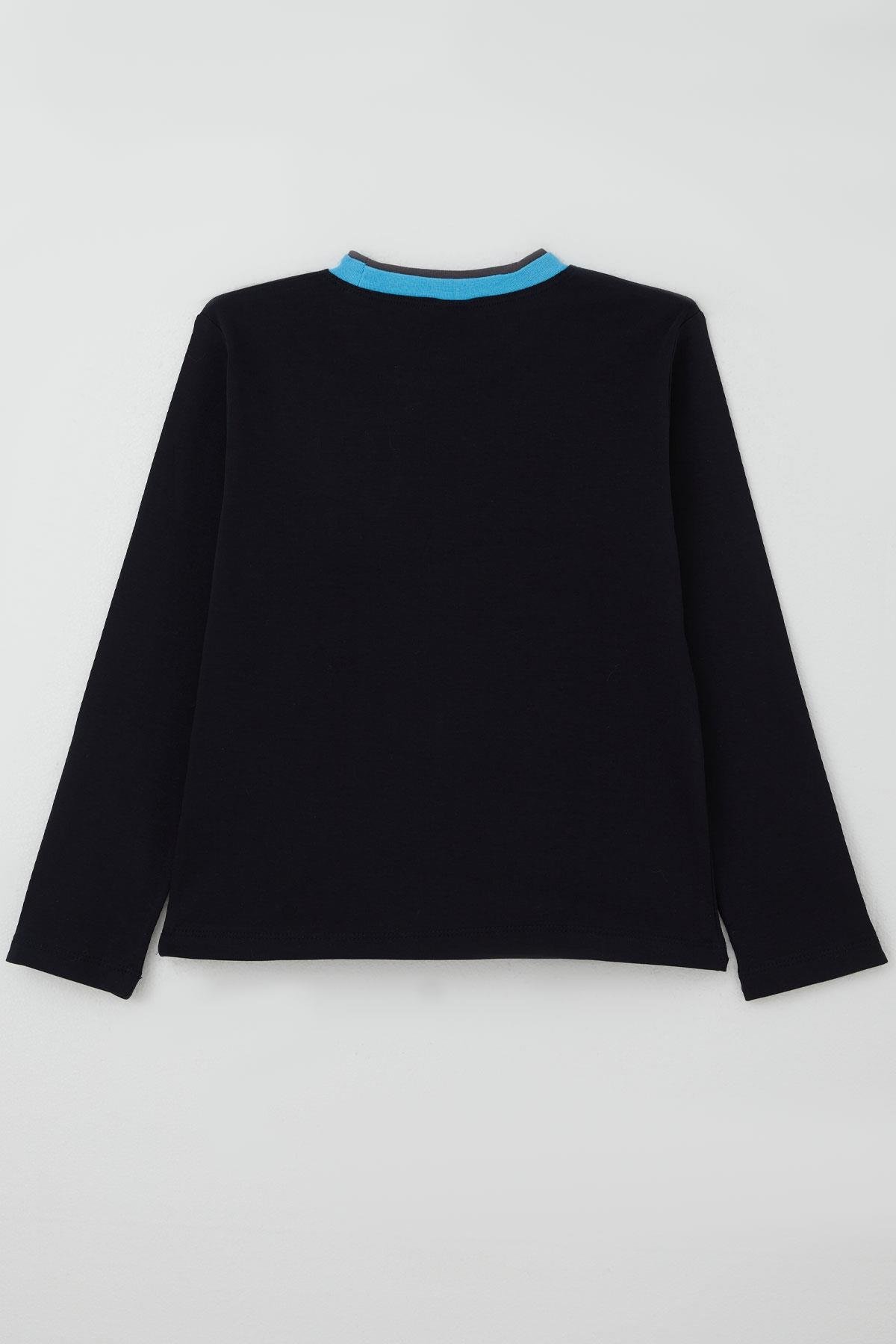 Breeze Erkek Çocuk Uzun Kollu Tişört Yazı Baskılı Lacivert (5-9 Yaş)