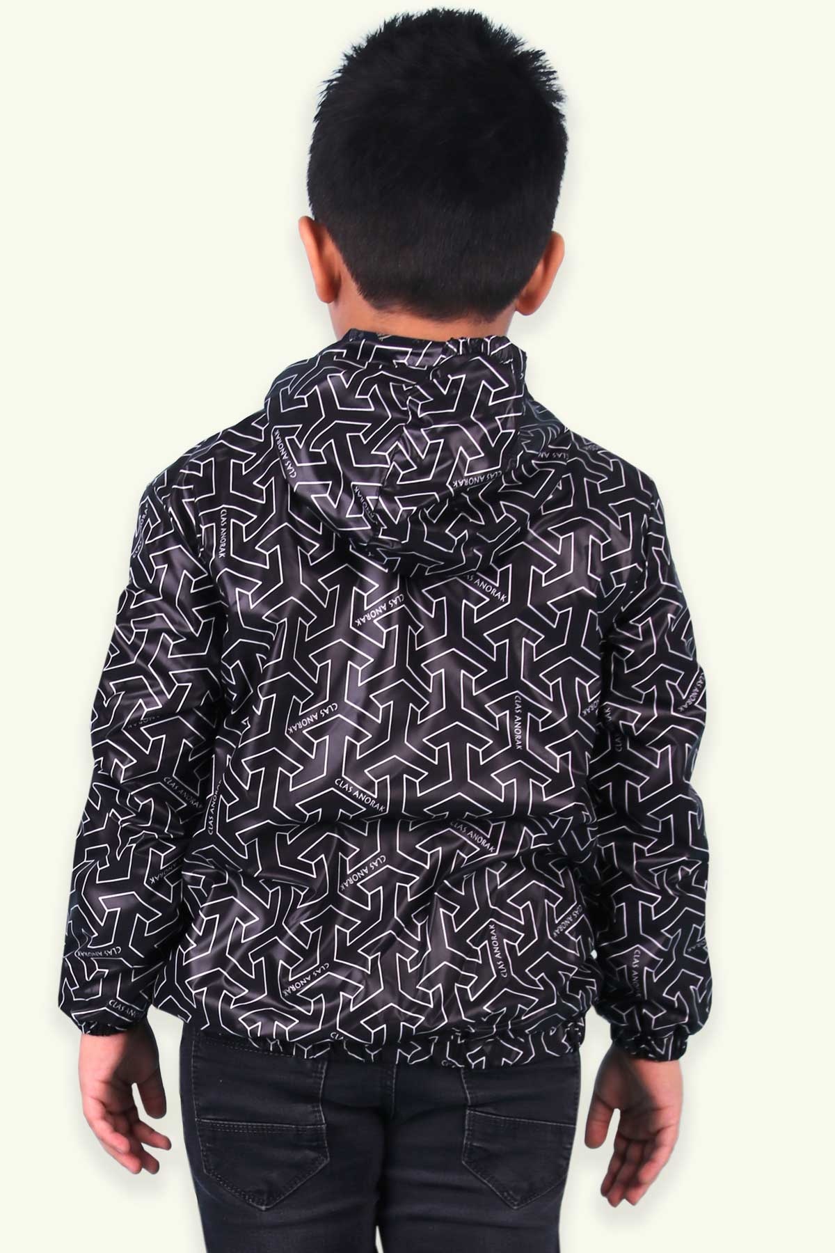 Breeze Erkek Çocuk Yağmurluk Desenli Siyah (1-11 Yaş)