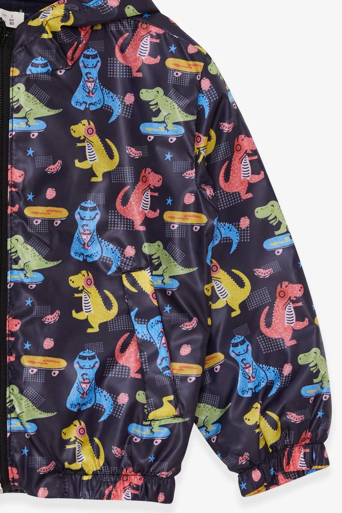 Breeze Erkek Çocuk Yağmurluk Dinozor Desenli Siyah (1-6 Yaş)