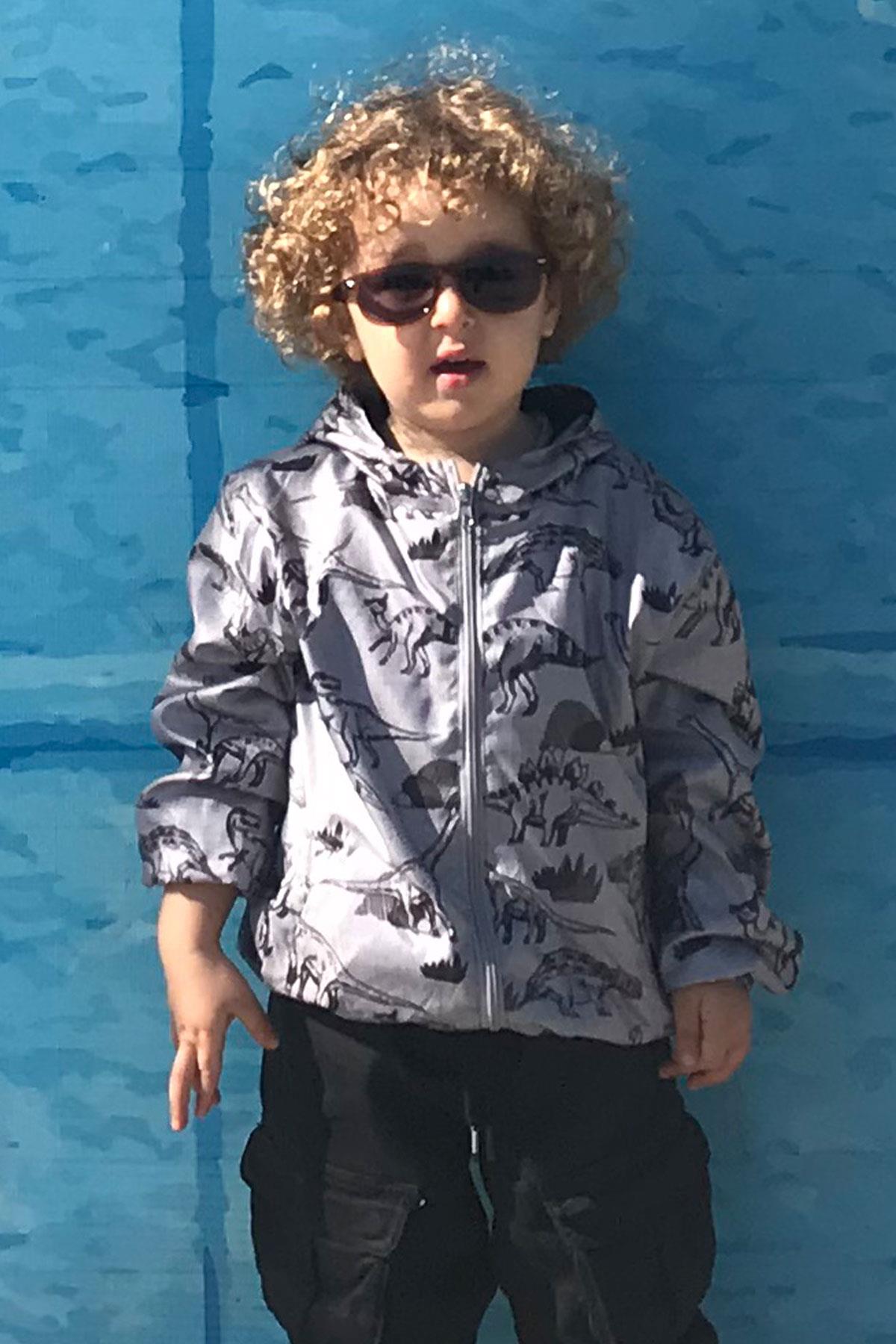 Breeze Erkek Çocuk Yağmurluk Güçlü Dinozorlar Desenli Füme Melanj (1-6 Yaş)