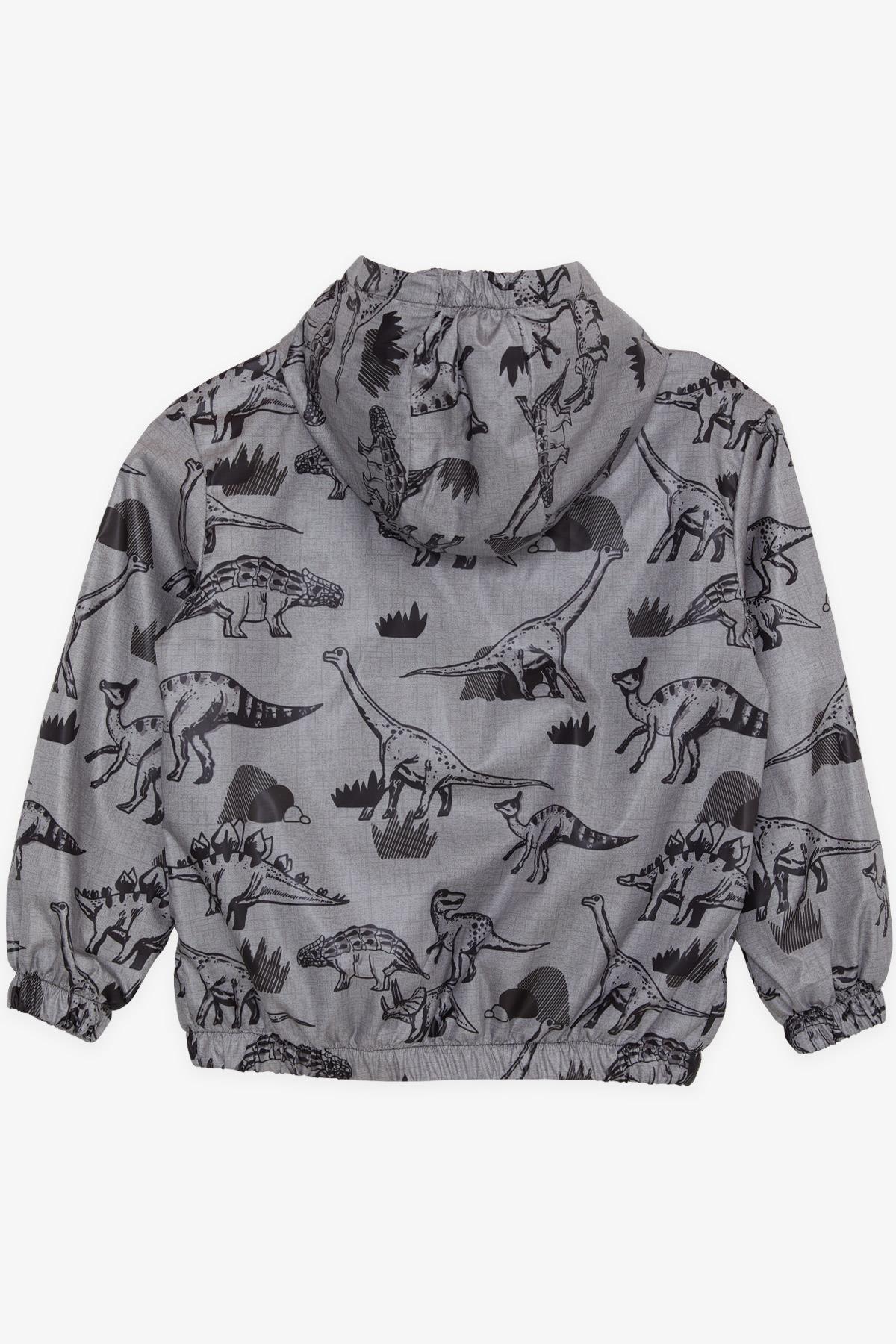 Breeze Erkek Çocuk Yağmurluk Güçlü Dinozorlar Desenli Füme Melanj (1-6 Yaş)